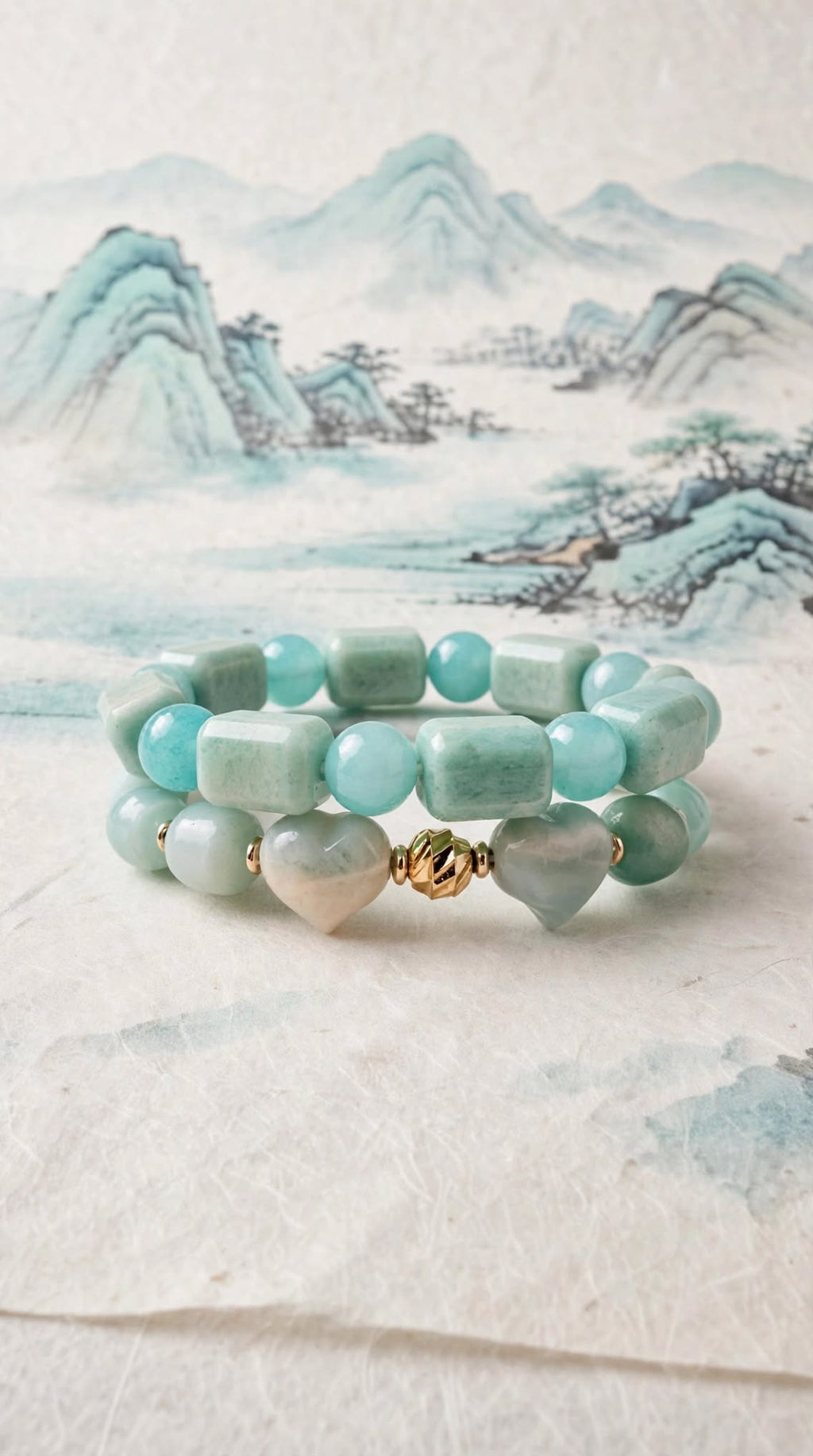 Natural Amazonite Stackable Bracelet Set (2-Piece)