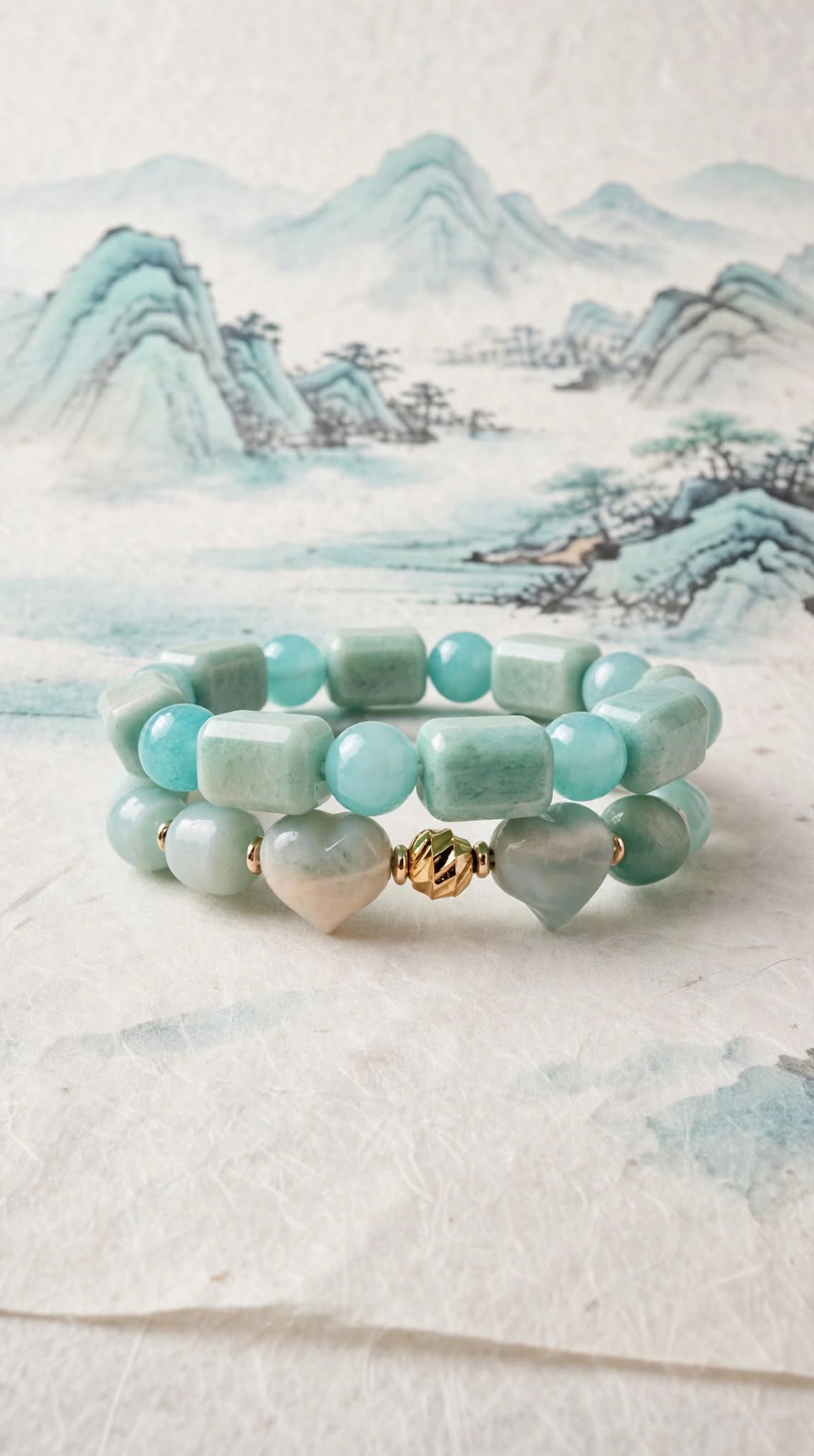Natural Amazonite Stackable Bracelet Set (2-Piece)