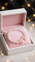 Rose Quartz Bracelet with Double Charms & 18K Gold Accent