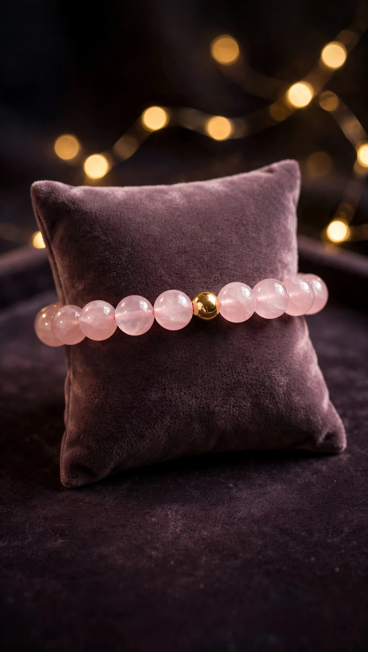 Classic Rose Quartz Bracelet with 18K Gold Filled Bead