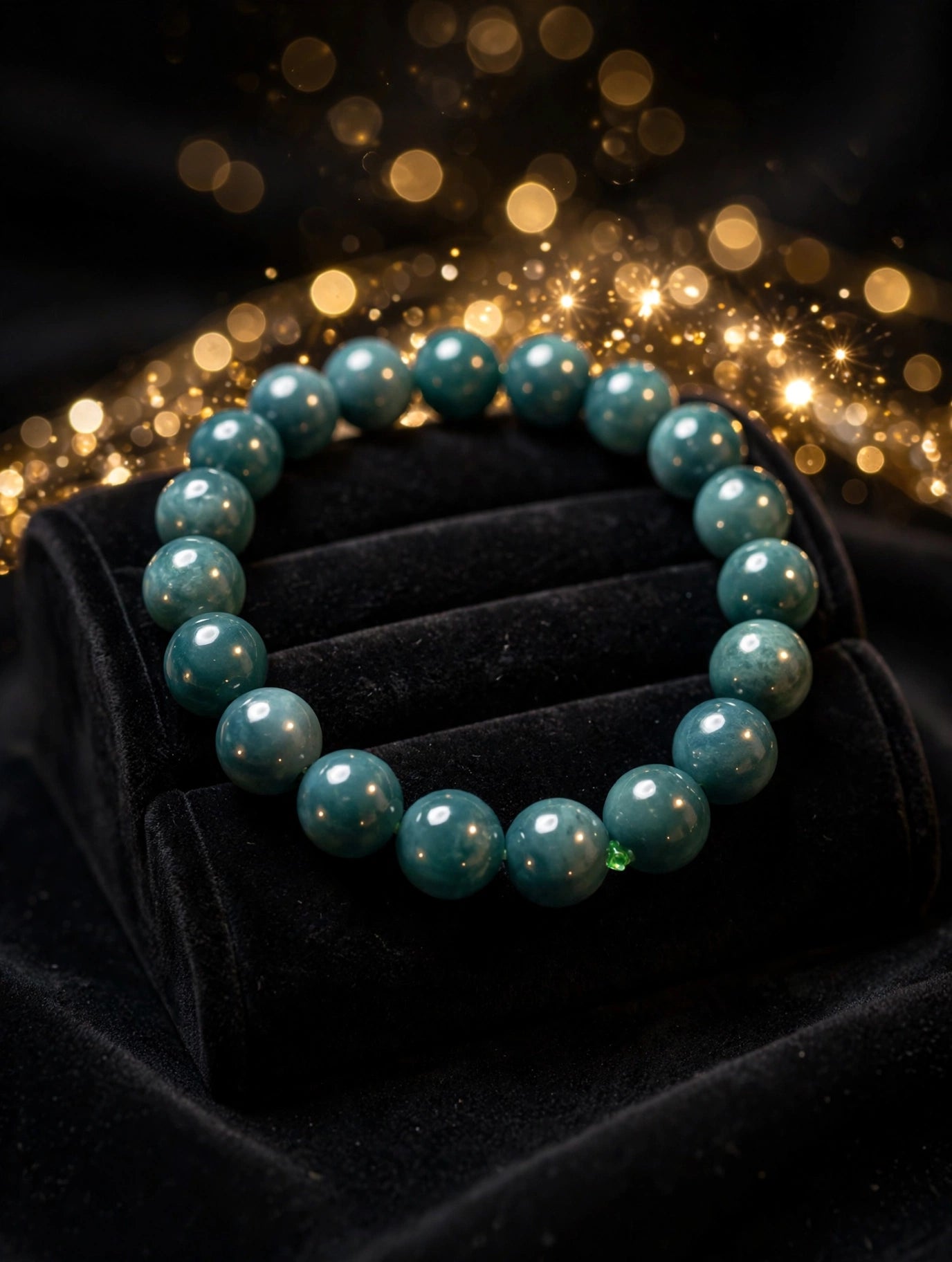 Deep Serenity: Natural Blue Water Jade Bead Bracelet