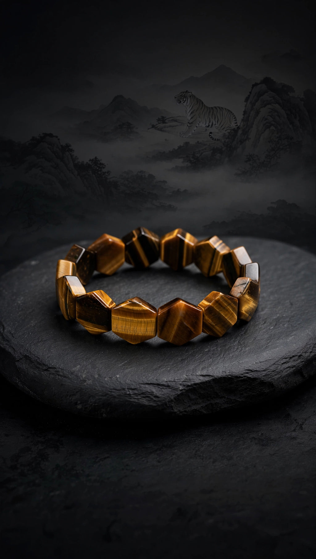 Solar Shield: Natural Yellow Tiger's Eye Hexagon Soft Bangle