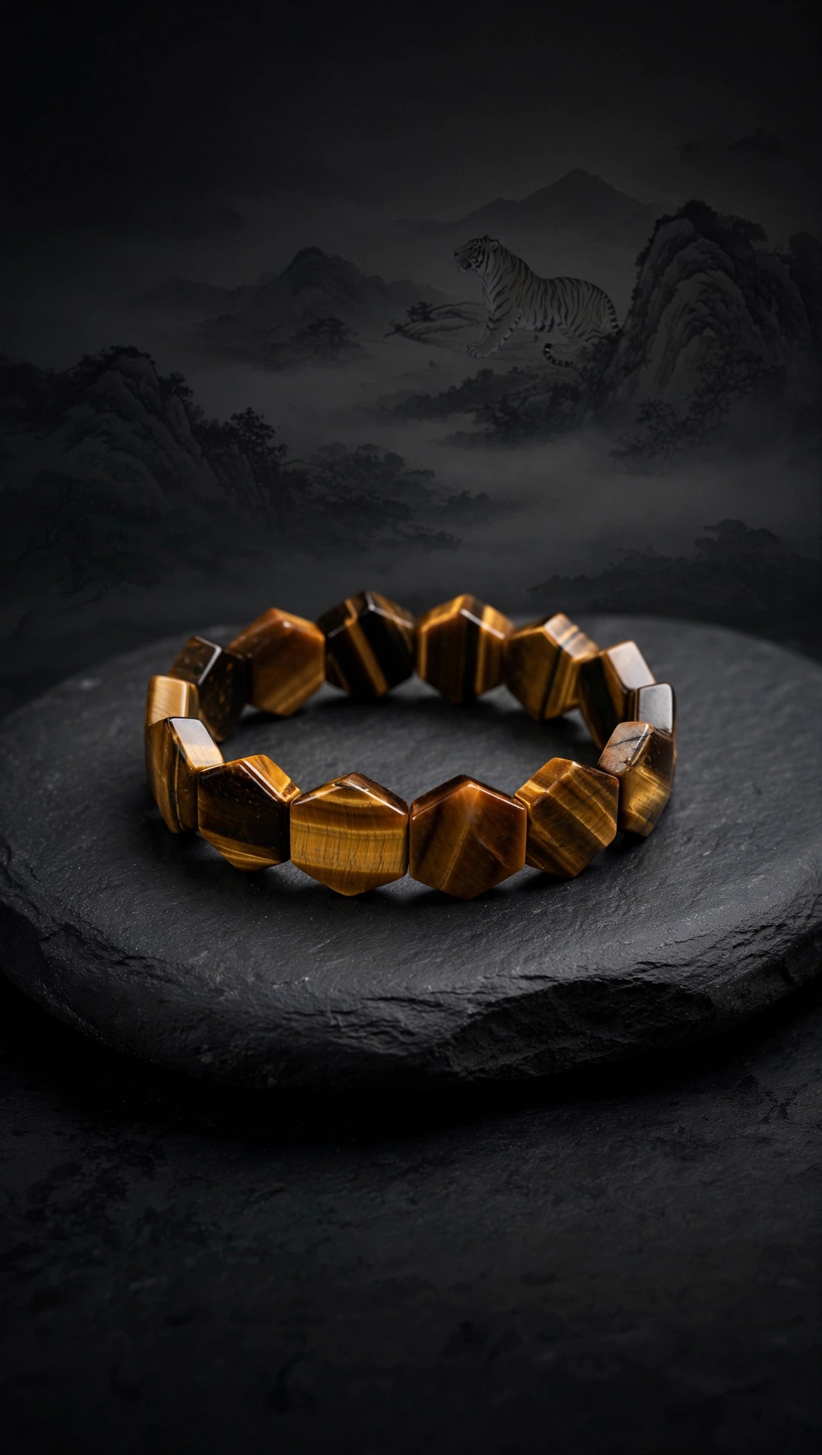 Solar Shield: Natural Yellow Tiger's Eye Hexagon Soft Bangle