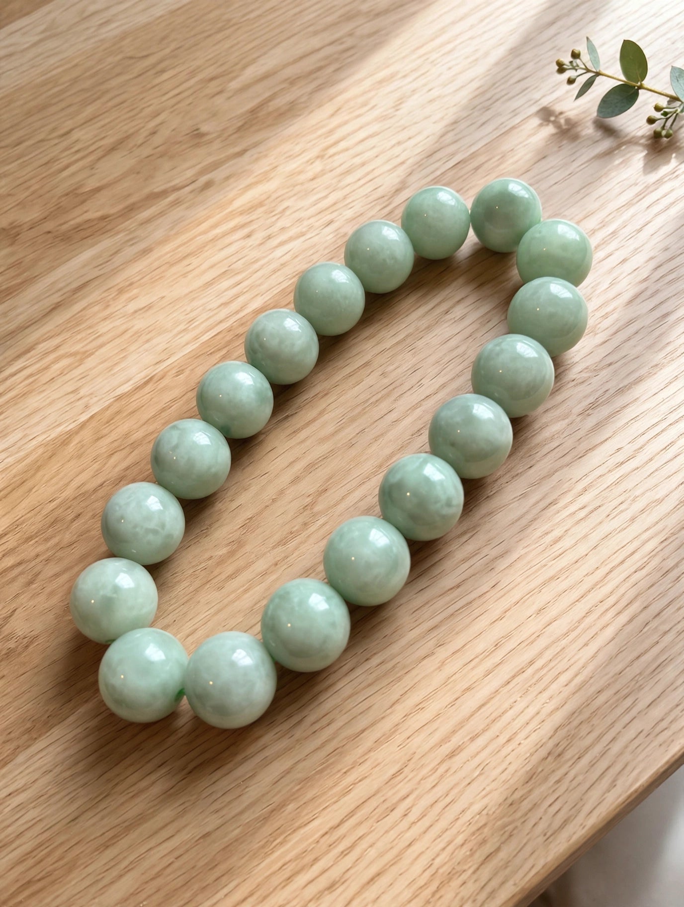Gentle Renewal: Natural Light Green Jade Bead Bracelet