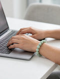Vibrant Vitality: Natural Apple Green Jade Bead Bracelet