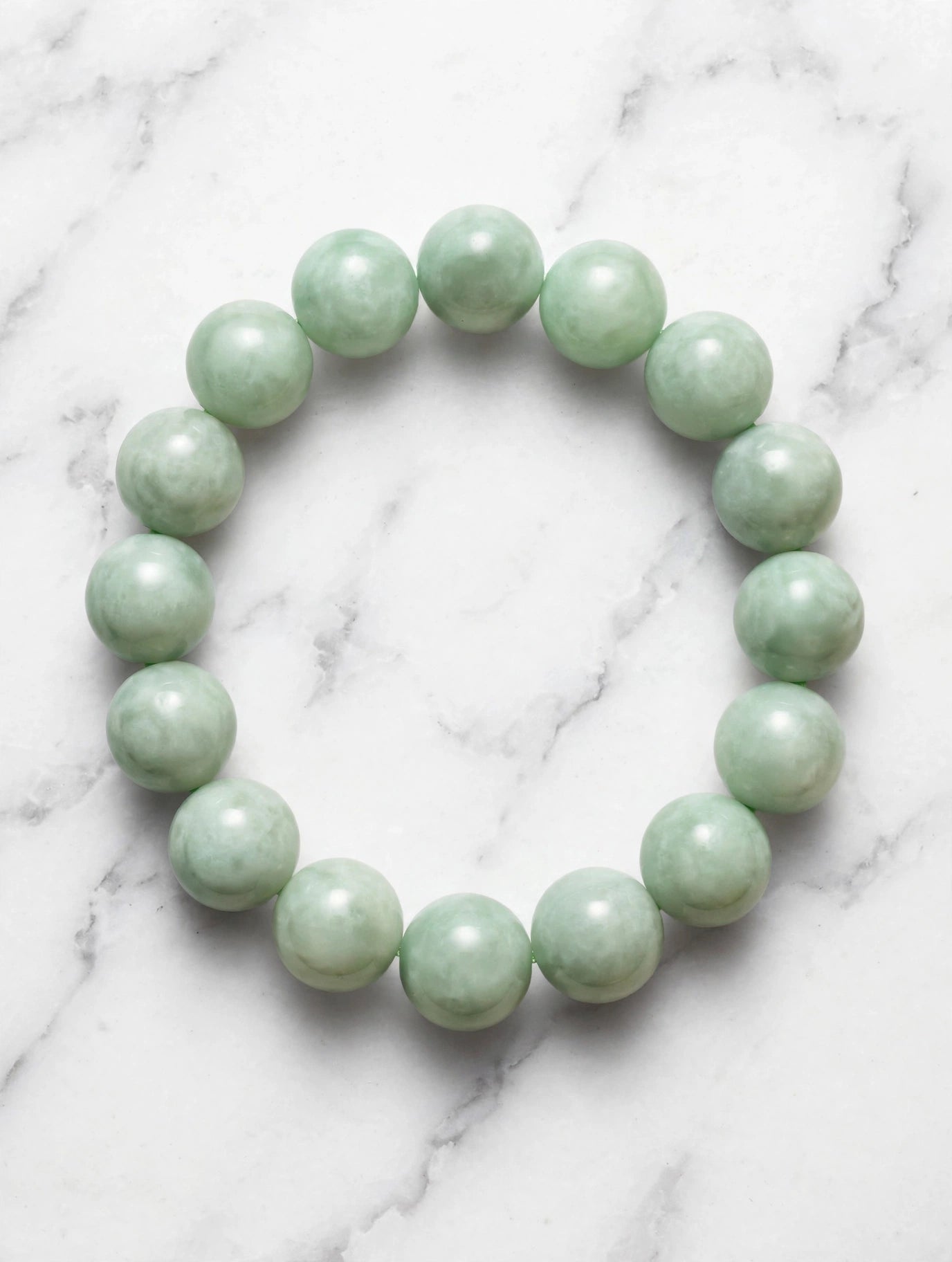 Gentle Renewal: Natural Light Green Jade Bead Bracelet