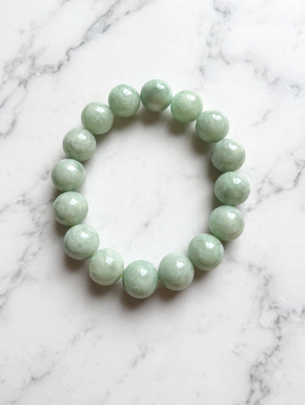 Vibrant Vitality: Natural Apple Green Jade Bead Bracelet