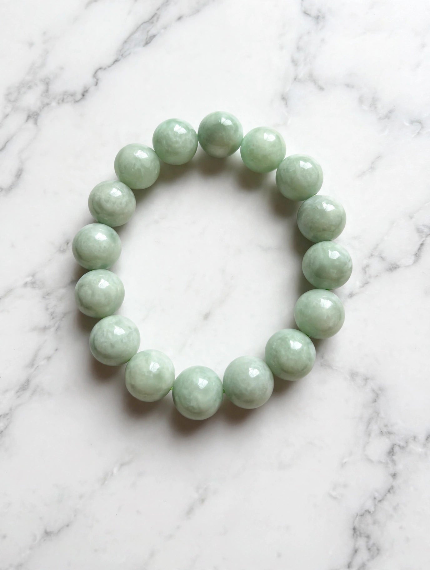 Vibrant Vitality: Natural Apple Green Jade Bead Bracelet