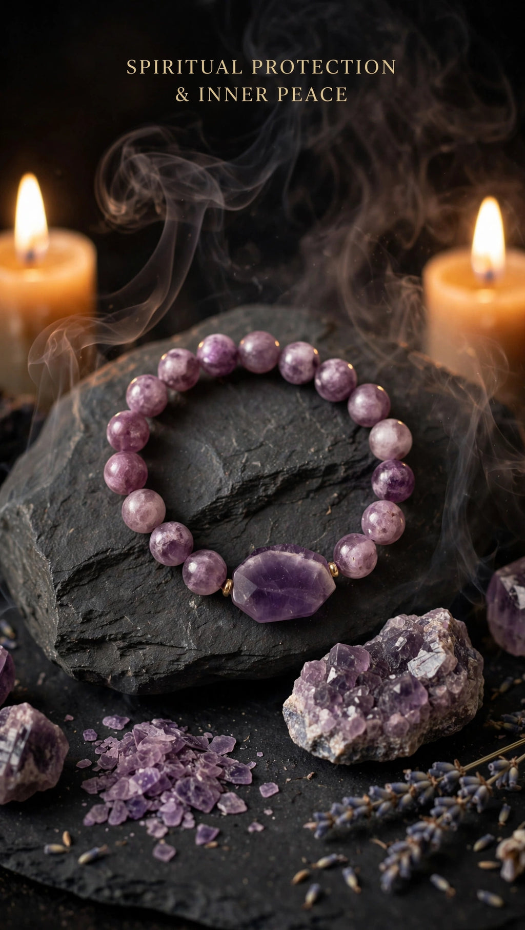Lepidolite & Flat Octagon Accent Bracelet