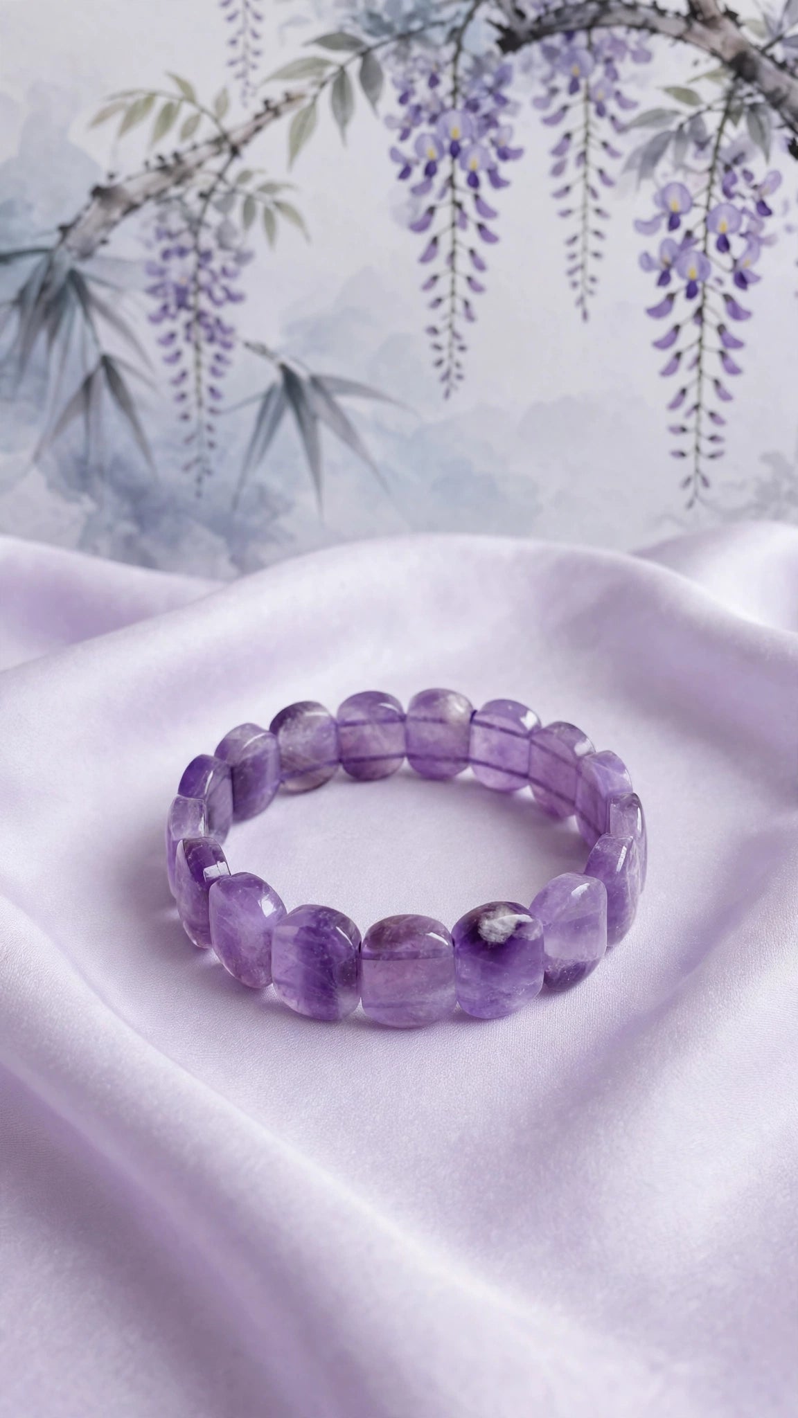 Tranquil Royal: Natural Amethyst Rounded Rectangle Soft Bangle