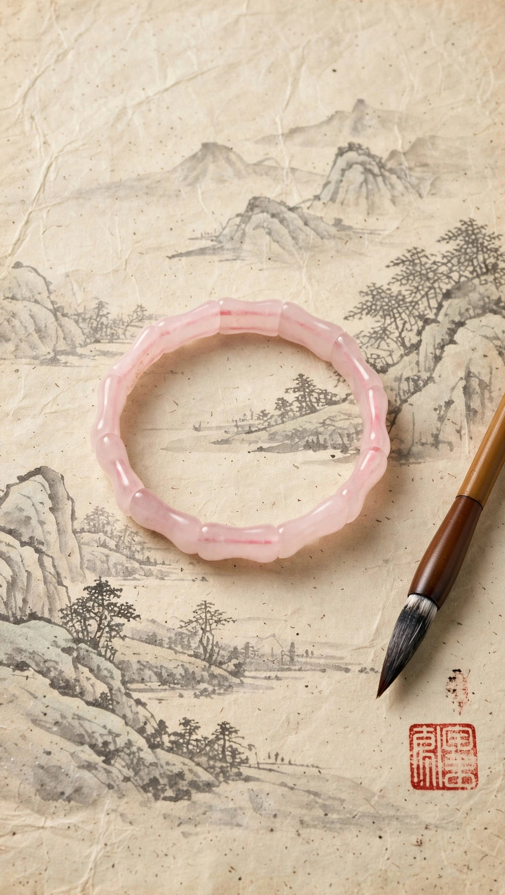 Rose Quartz Bamboo Soft Bangle