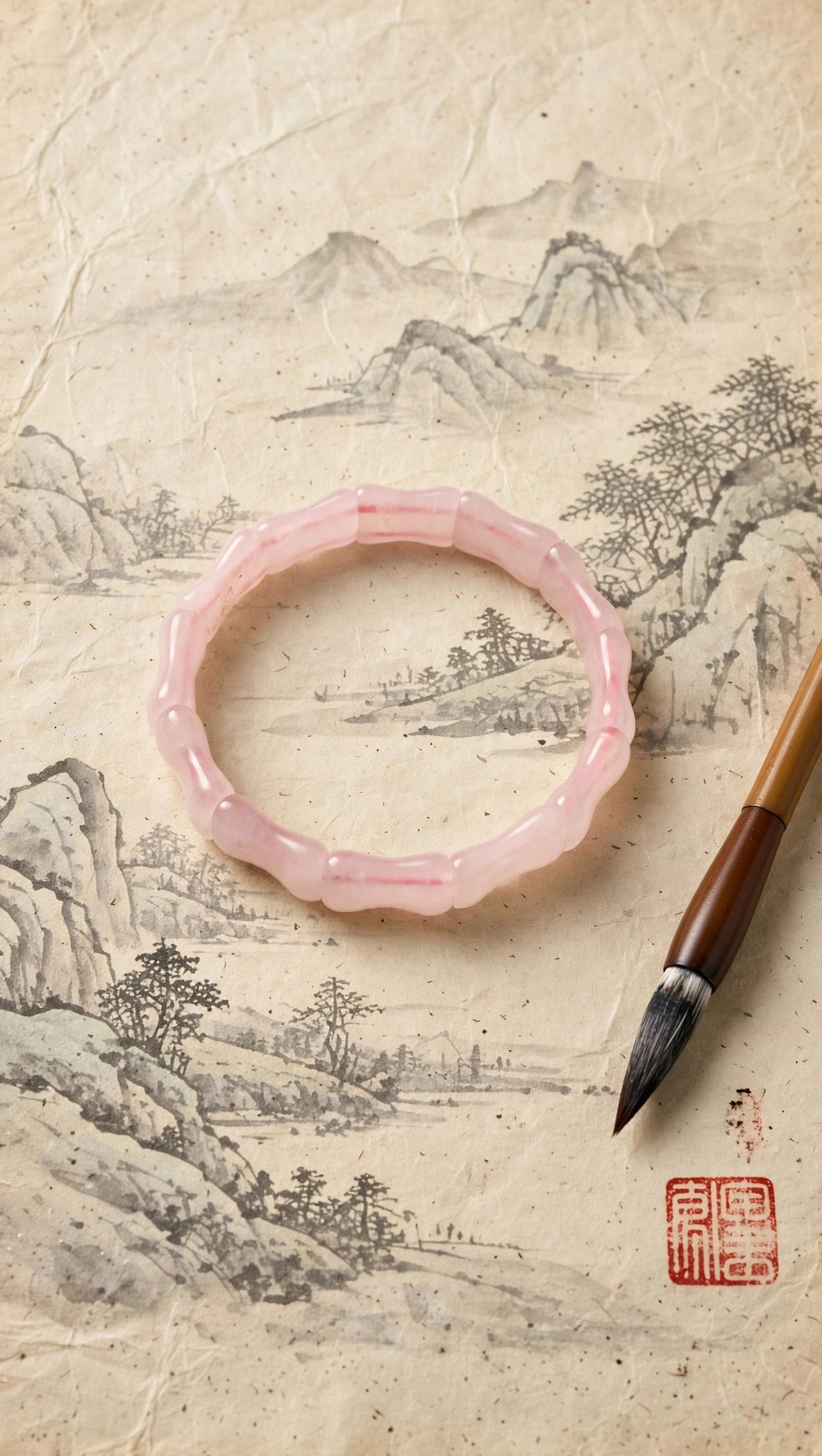 Rose Quartz Bamboo Soft Bangle