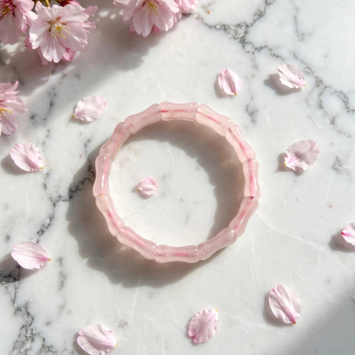 Rose Quartz Bamboo Soft Bangle