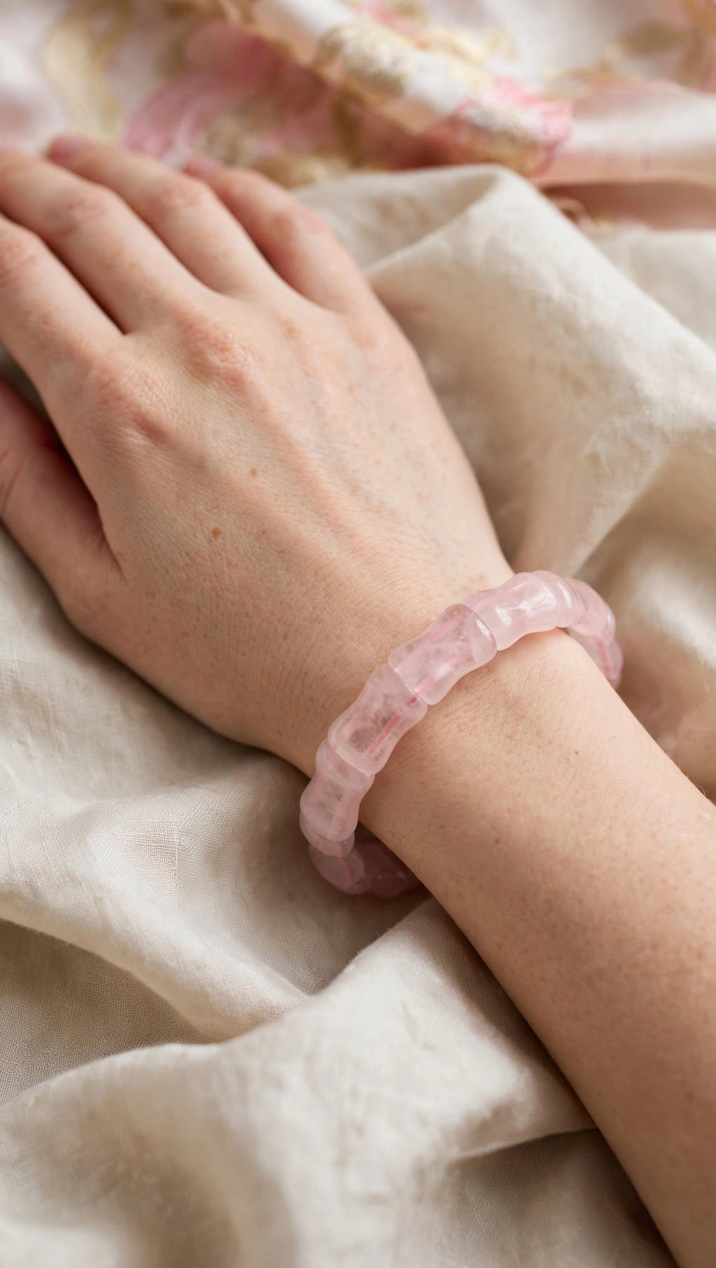 Rose Quartz Bamboo Soft Bangle