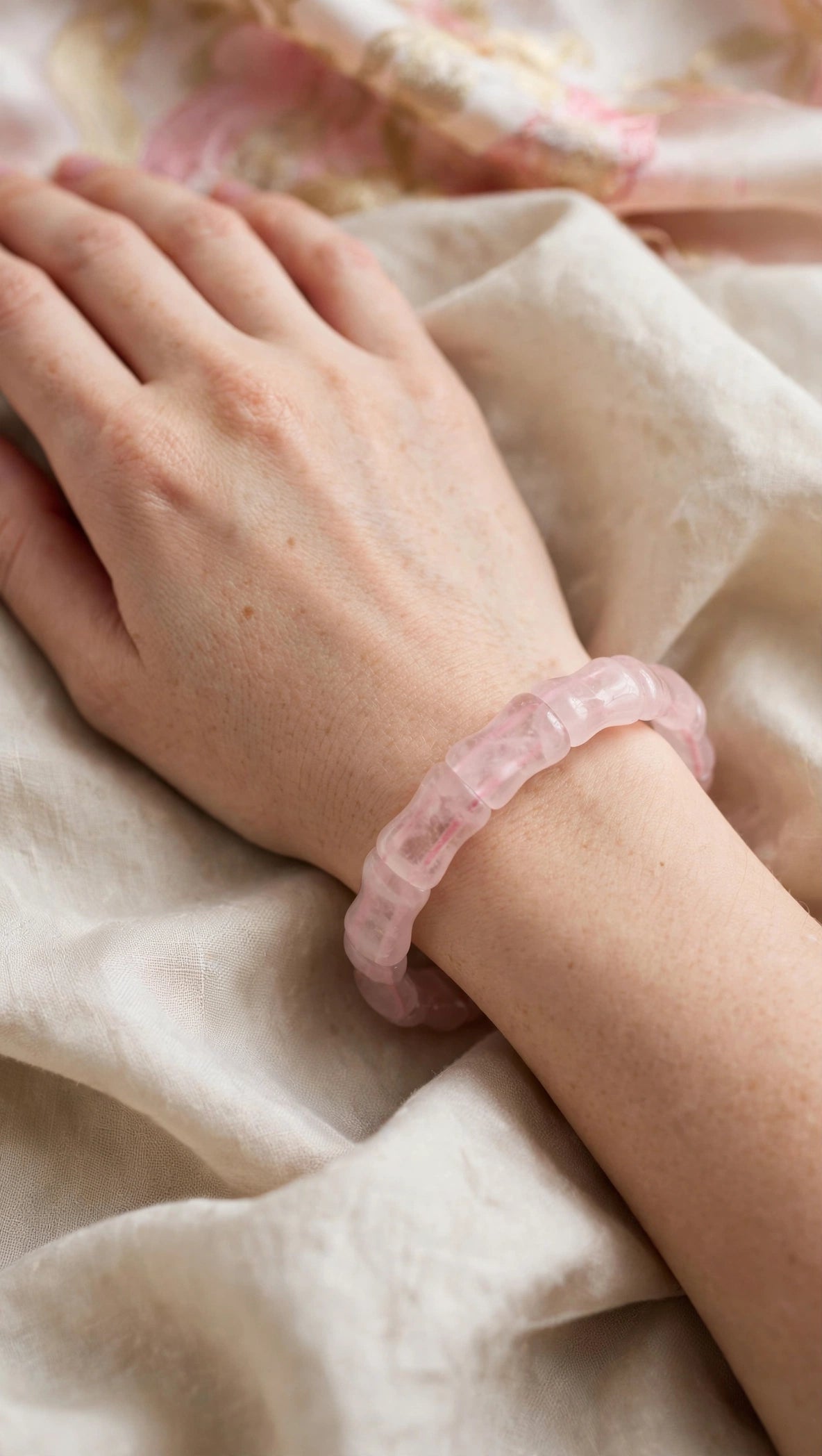 Rose Quartz Bamboo Soft Bangle