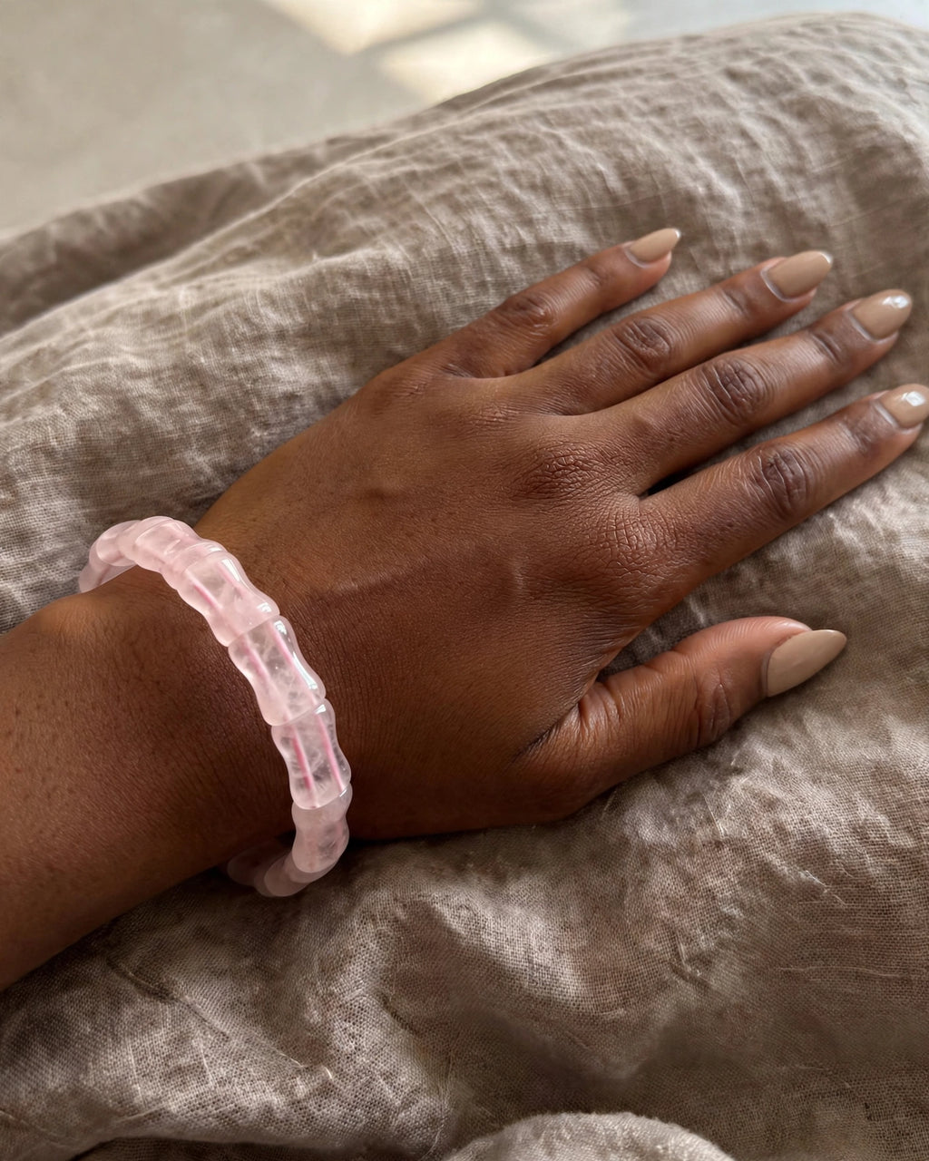 Rose Quartz Bamboo Soft Bangle