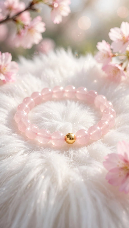 Classic Rose Quartz Bracelet with 18K Gold Filled Bead