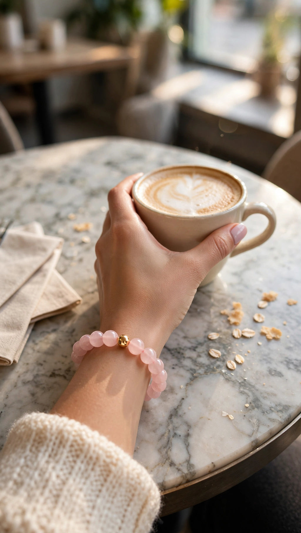 Classic Rose Quartz Bracelet with 18K Gold Filled Bead