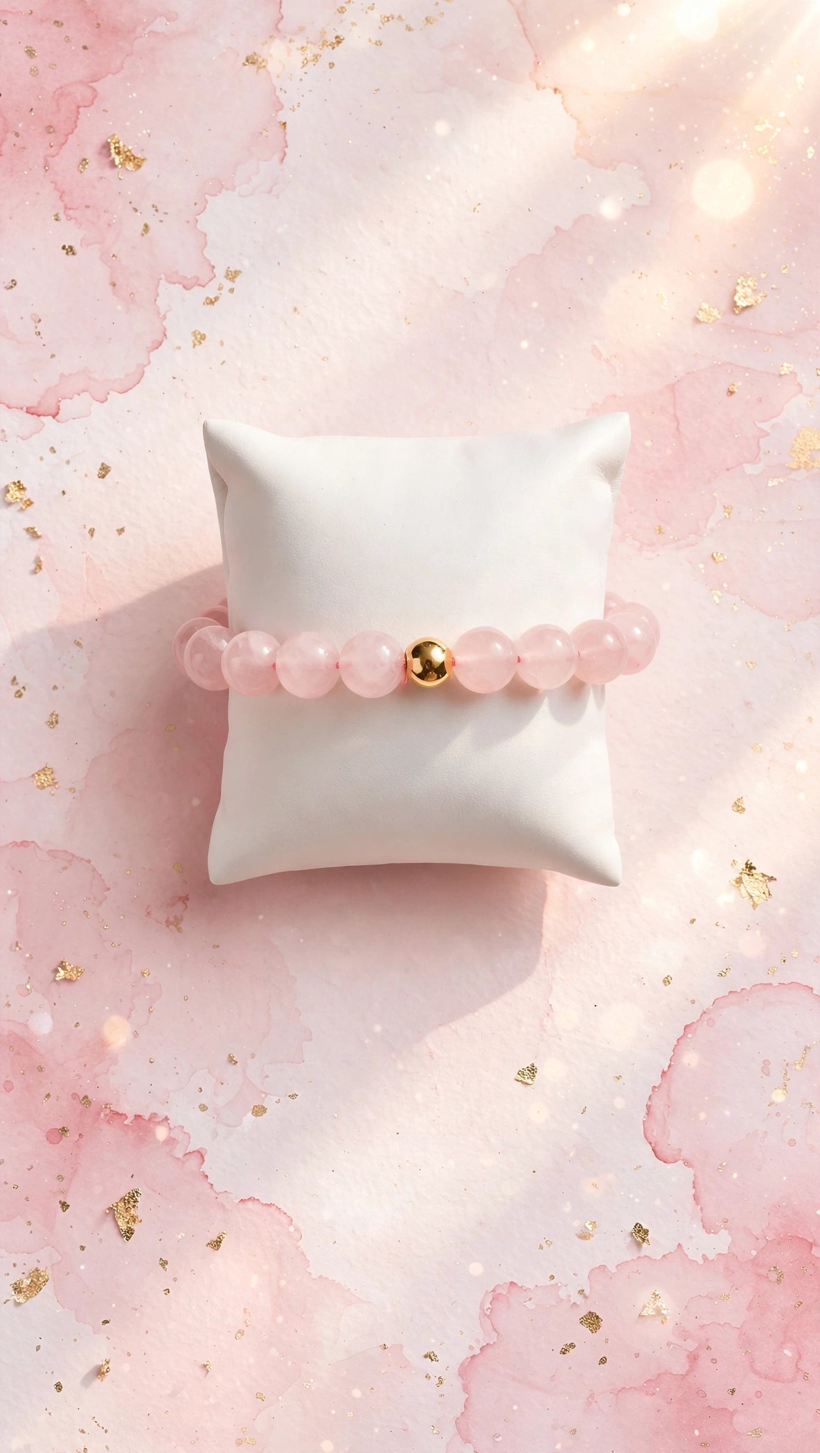 Classic Rose Quartz Bracelet with 18K Gold Filled Bead