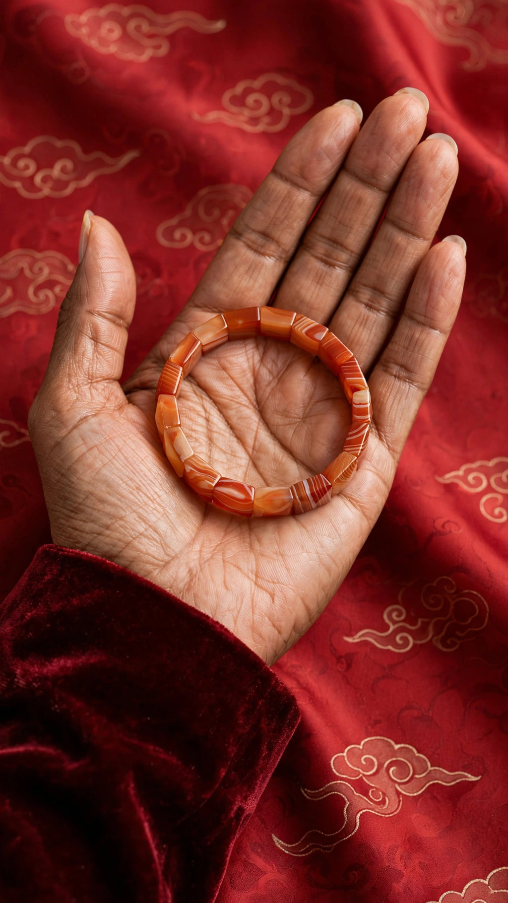Radiant Energy: Natural Sardonyx Carnelian Square Faceted Bangle