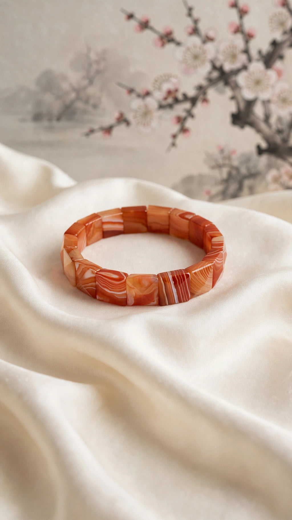 Radiant Energy: Natural Sardonyx Carnelian Square Faceted Bangle