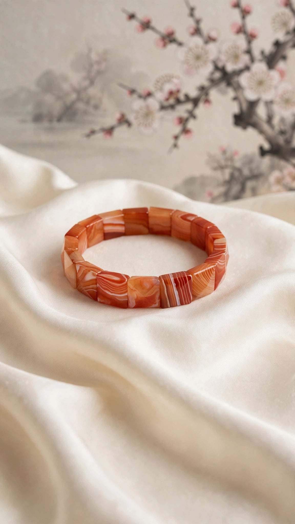 Radiant Energy: Natural Sardonyx Carnelian Square Faceted Bangle