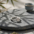 Natural Terahertz Stone Carved Rose Beaded Ring
