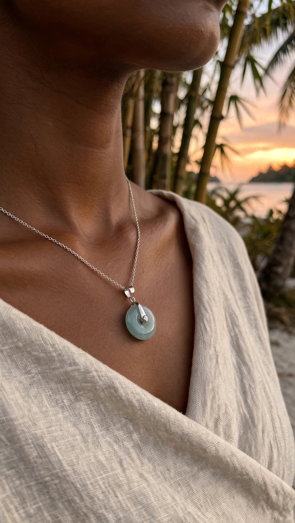Gentle Glow: Natural Light Green Burmese Jadeite Donut Necklace