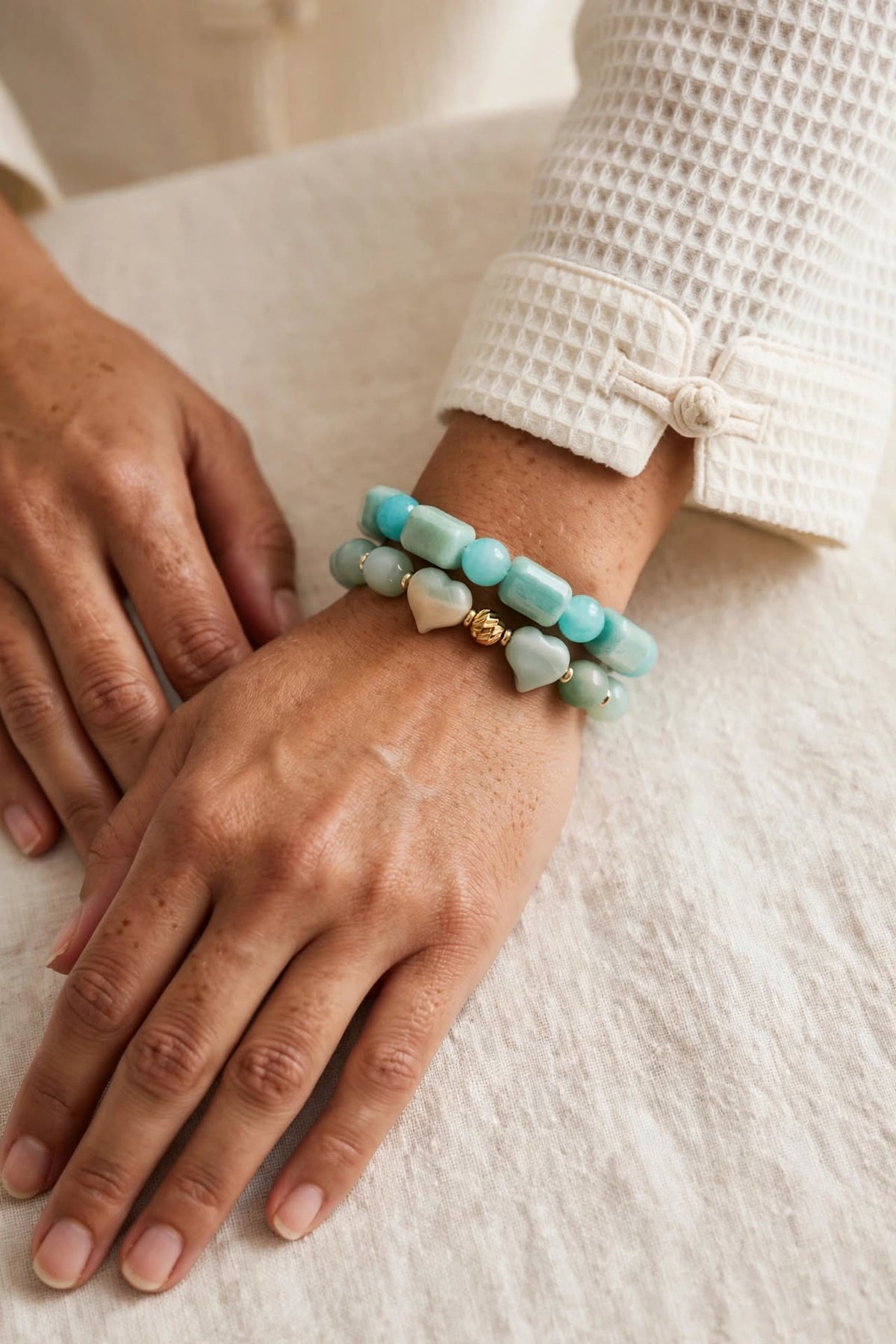 Natural Amazonite Stackable Bracelet Set (2-Piece)
