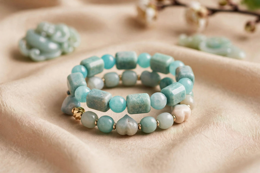 Natural Amazonite Stackable Bracelet Set (2-Piece)