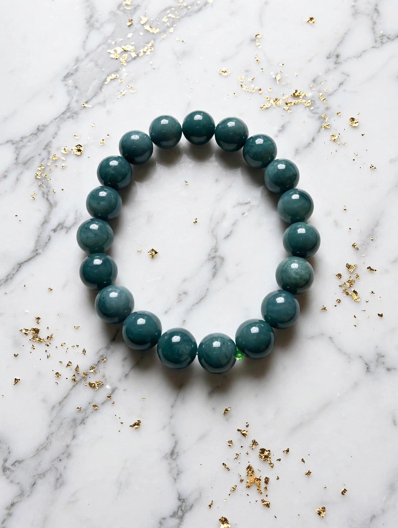 Deep Serenity: Natural Blue Water Jade Bead Bracelet