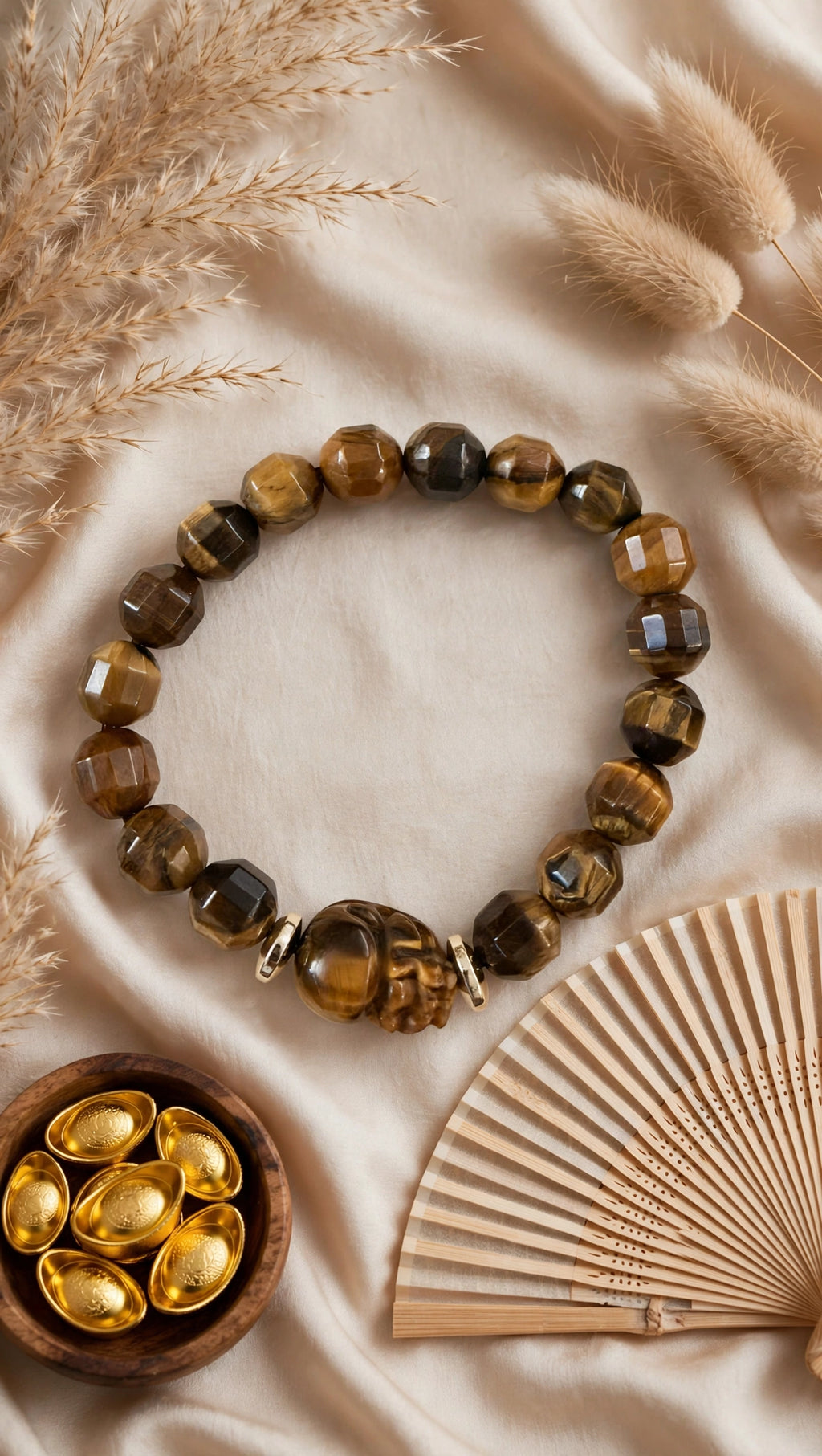Faceted Tiger's Eye & Pixiu Wealth Bracelet