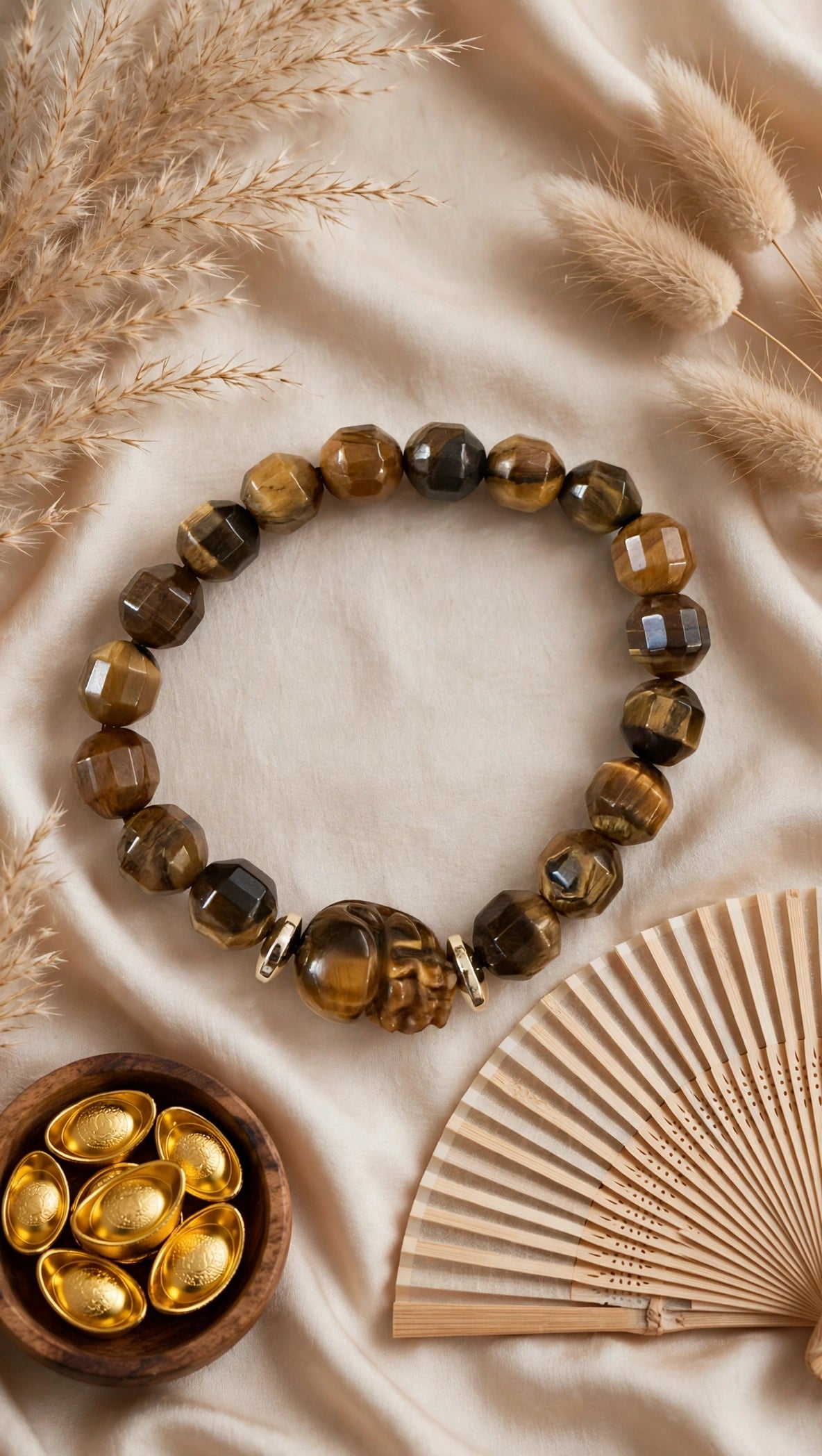Faceted Tiger's Eye & Pixiu Wealth Bracelet