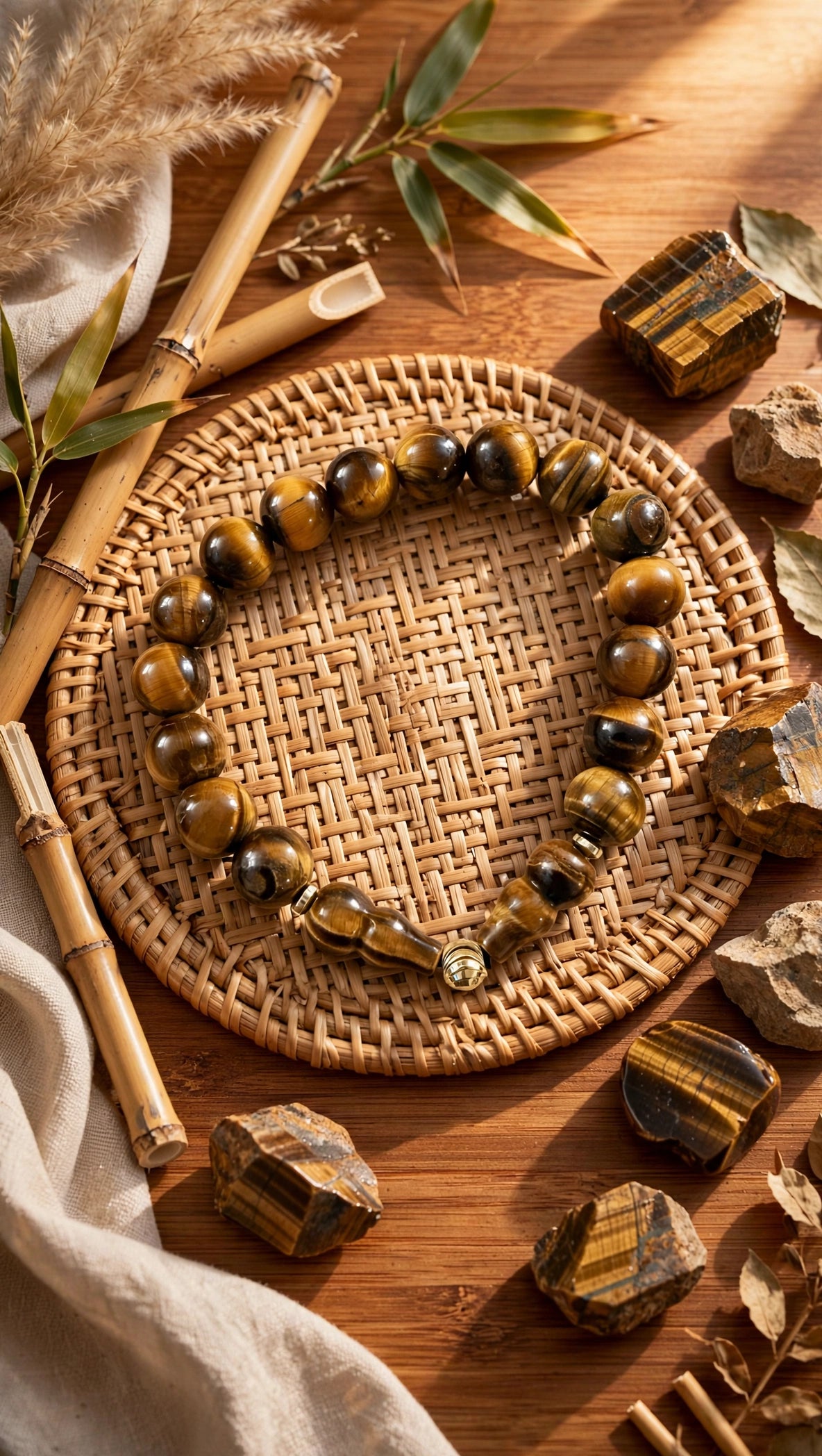 Tiger's Eye Hulu & Gold Accent Bracelet