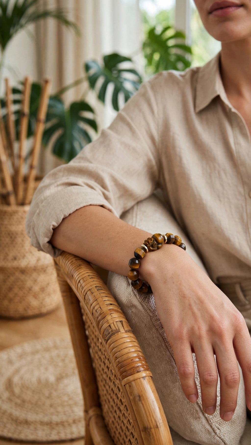 Faceted Tiger's Eye & Pixiu Wealth Bracelet