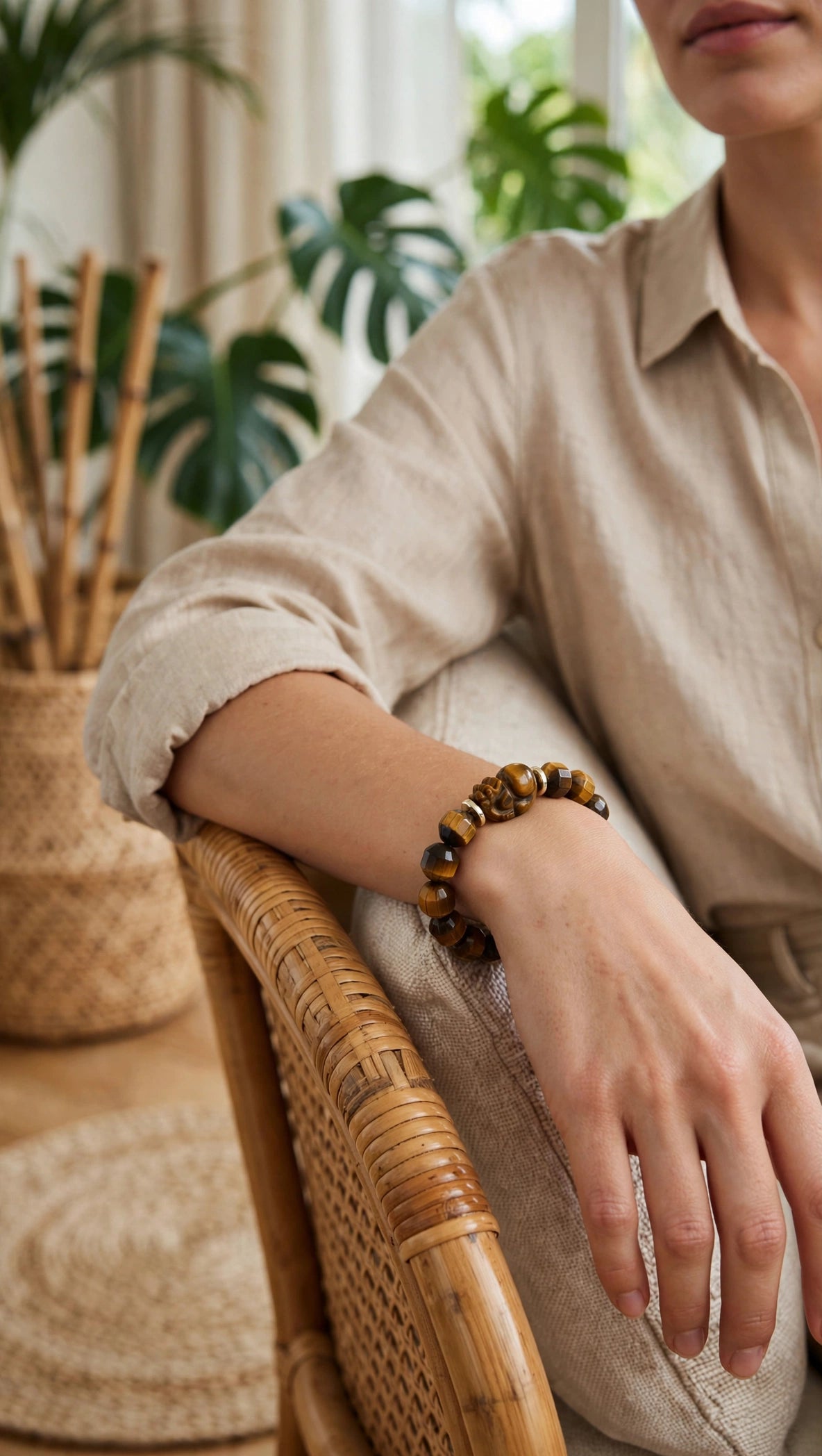Faceted Tiger's Eye & Pixiu Wealth Bracelet