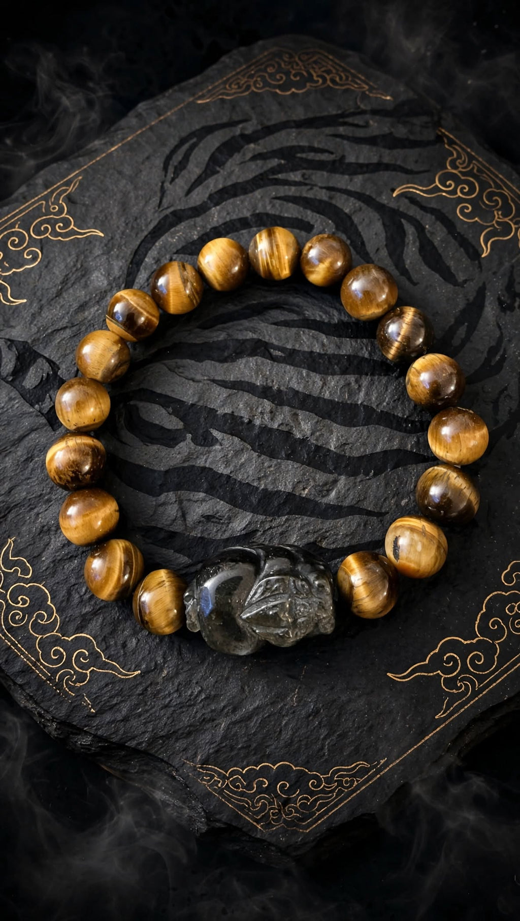 Guardian of Wealth Tiger's Eye & Obsidian Pixiu Bracelet