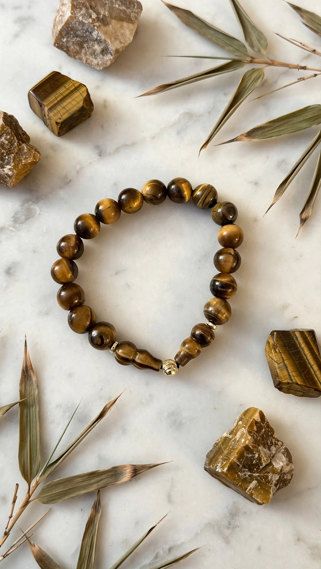 Tiger's Eye Hulu & Gold Accent Bracelet