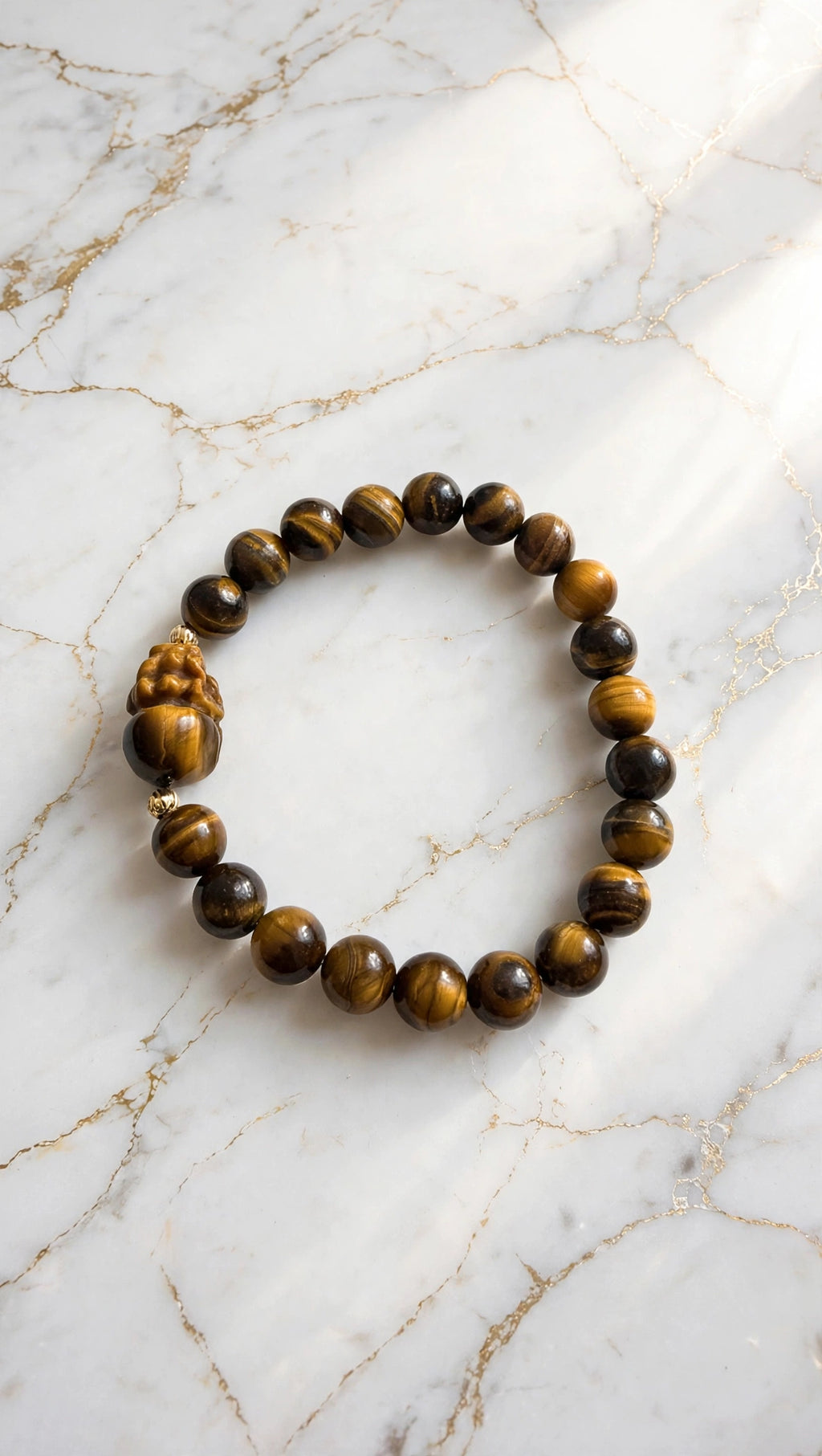 Golden Tiger’s Eye & Pixiu Bracelet with 18K Gold Filled Beads