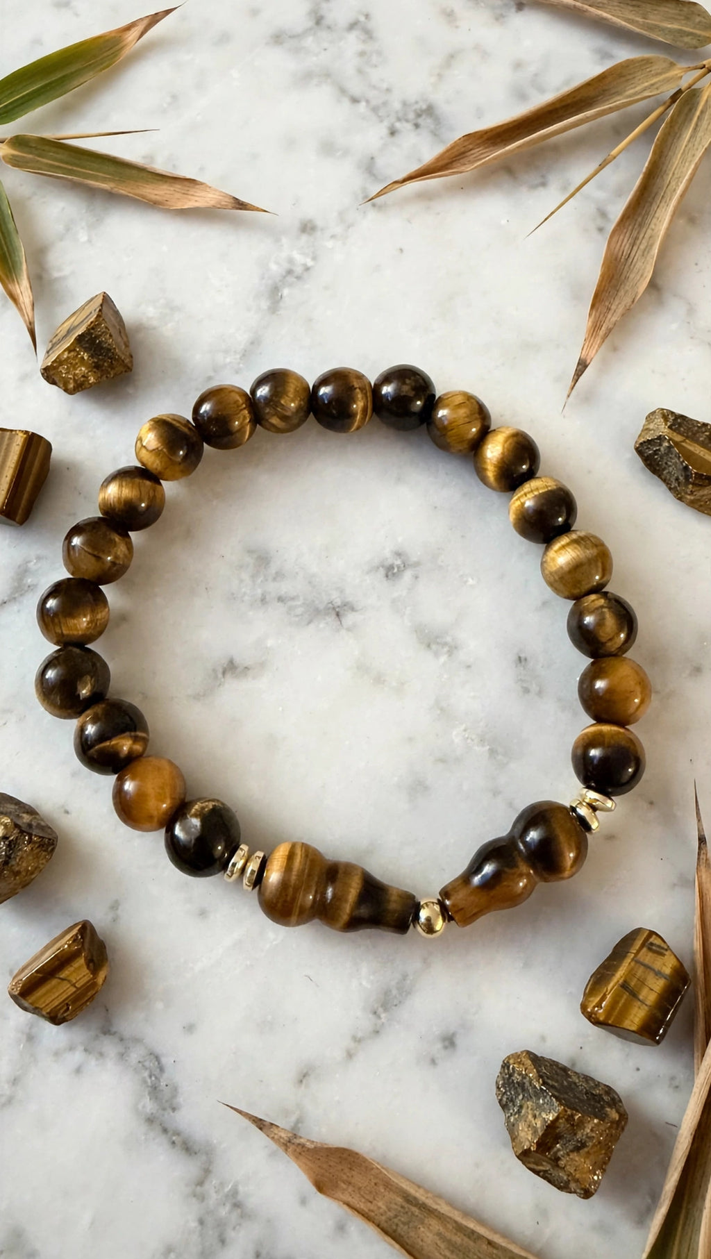 Tiger's Eye Hulu & Gold Accent Bracelet