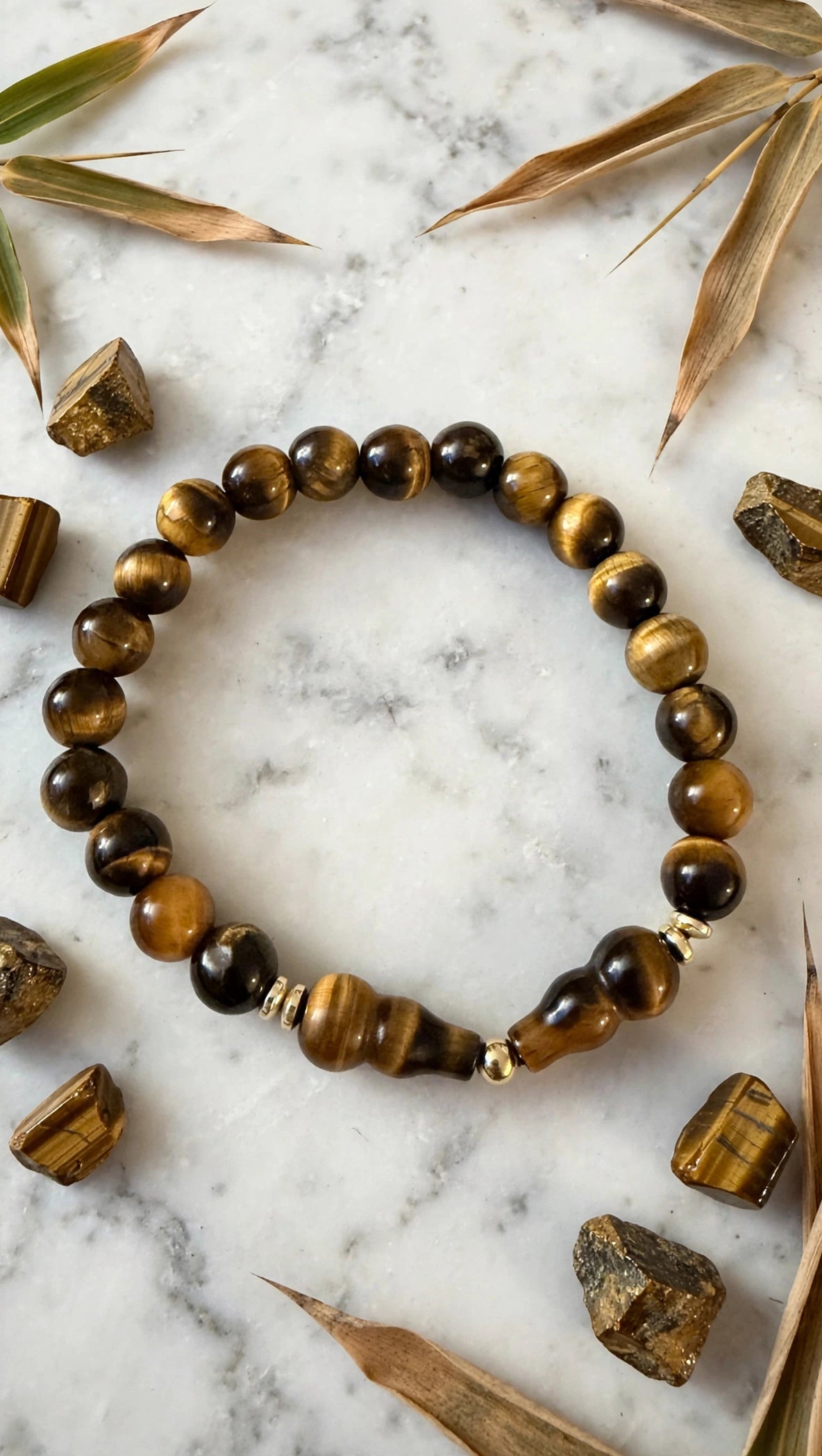 Tiger's Eye Hulu & Gold Accent Bracelet