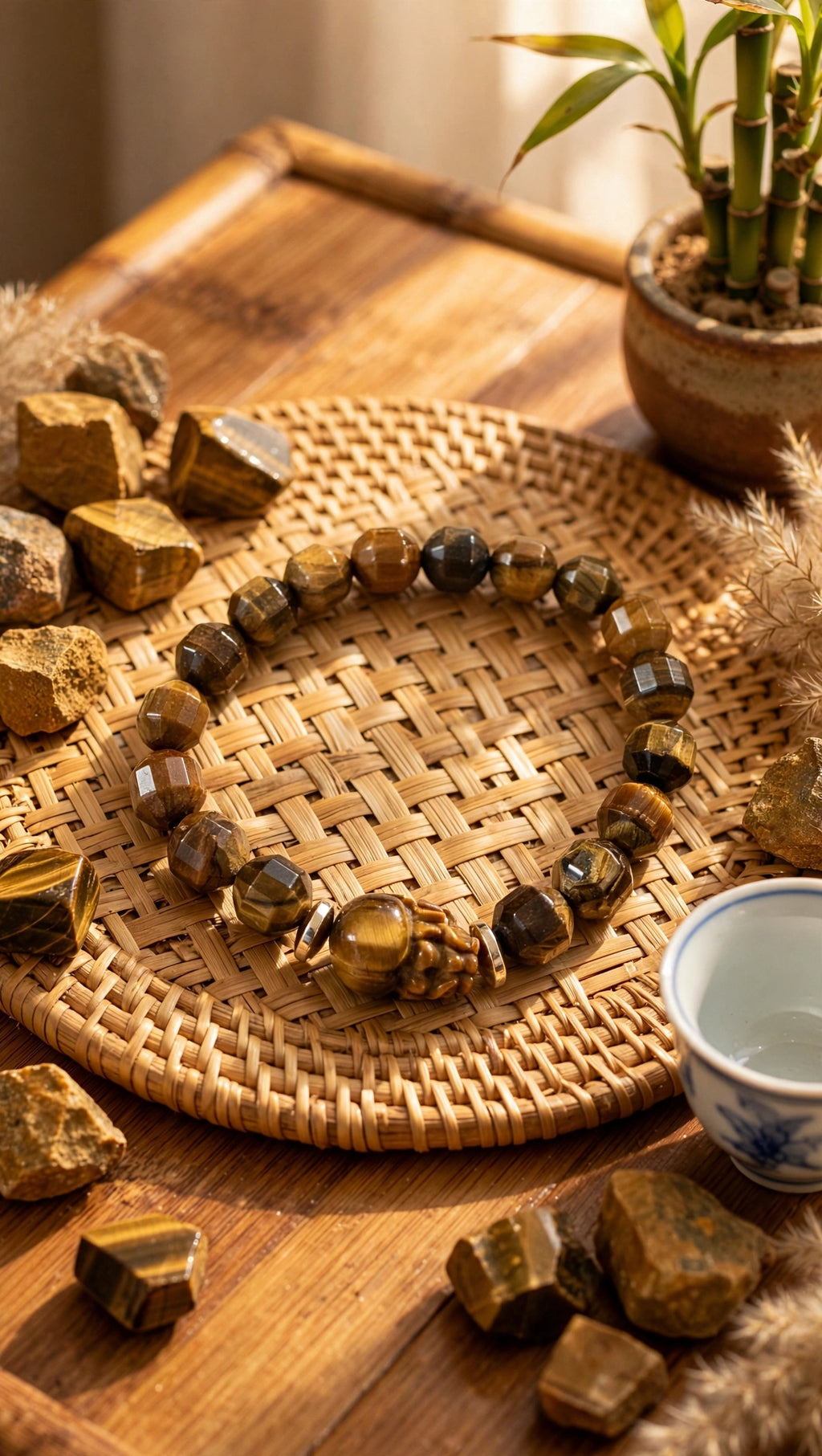 Faceted Tiger's Eye & Pixiu Wealth Bracelet