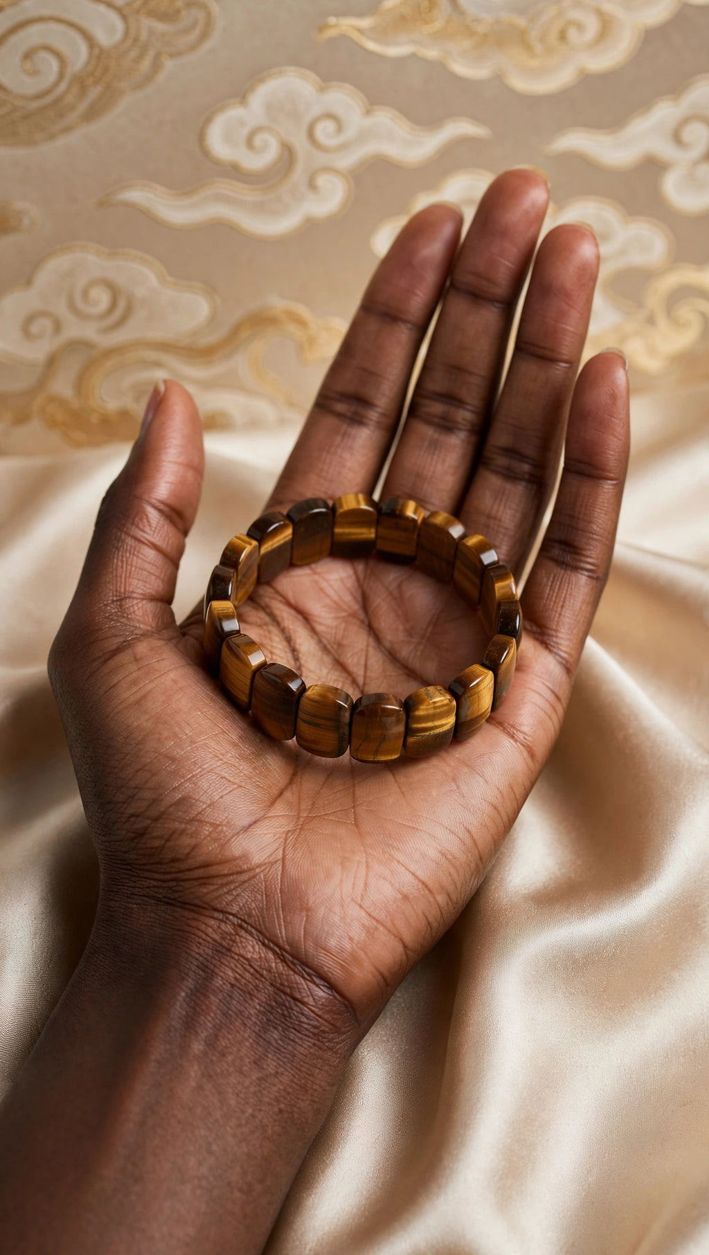 Golden Focus: Natural Yellow Tiger's Eye Rectangular Soft Bangle
