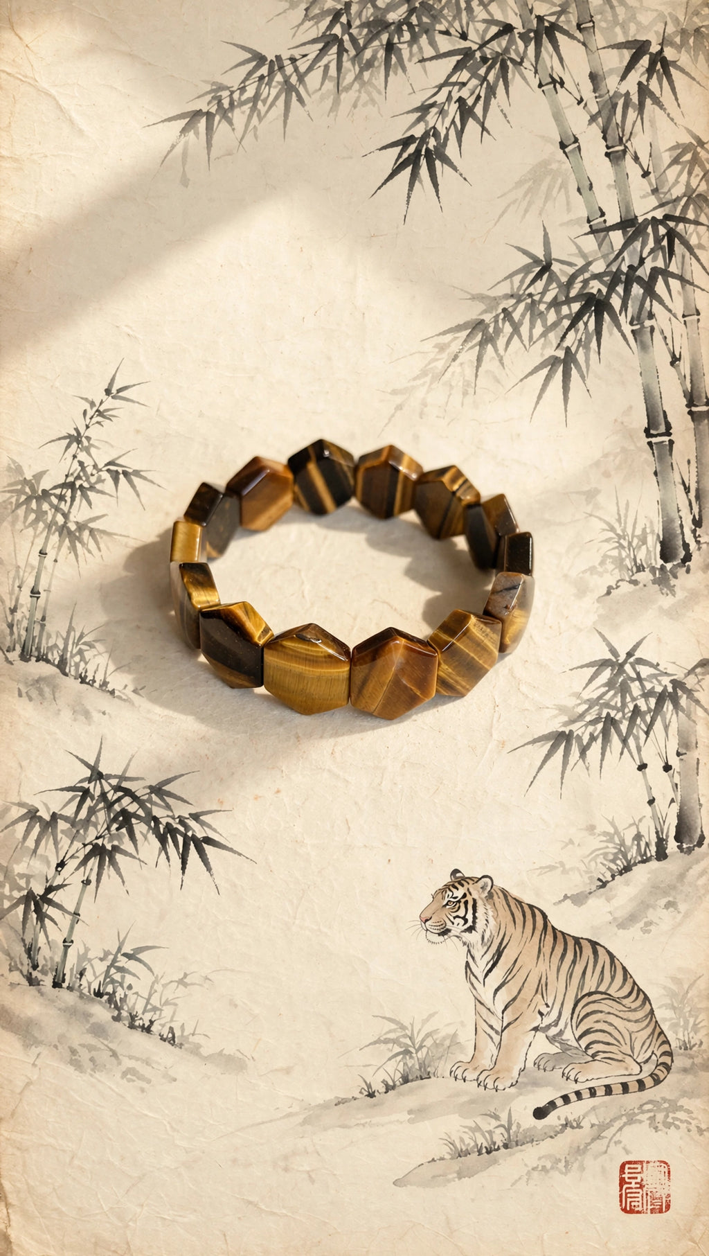 Solar Shield: Natural Yellow Tiger's Eye Hexagon Soft Bangle