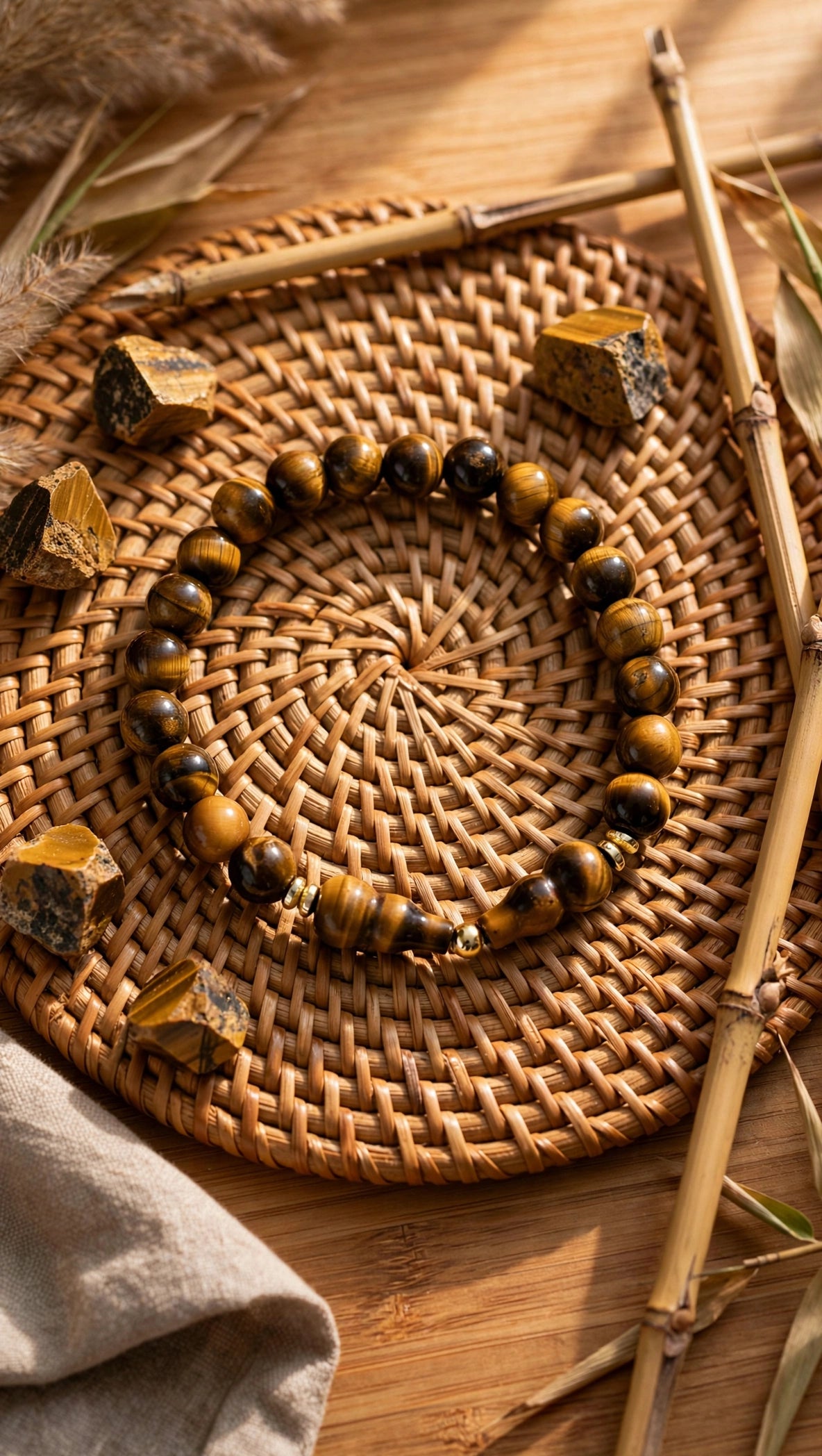 Tiger's Eye Hulu & Gold Accent Bracelet