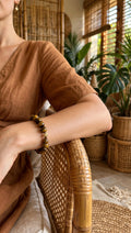 Tiger's Eye Hulu & Gold Accent Bracelet