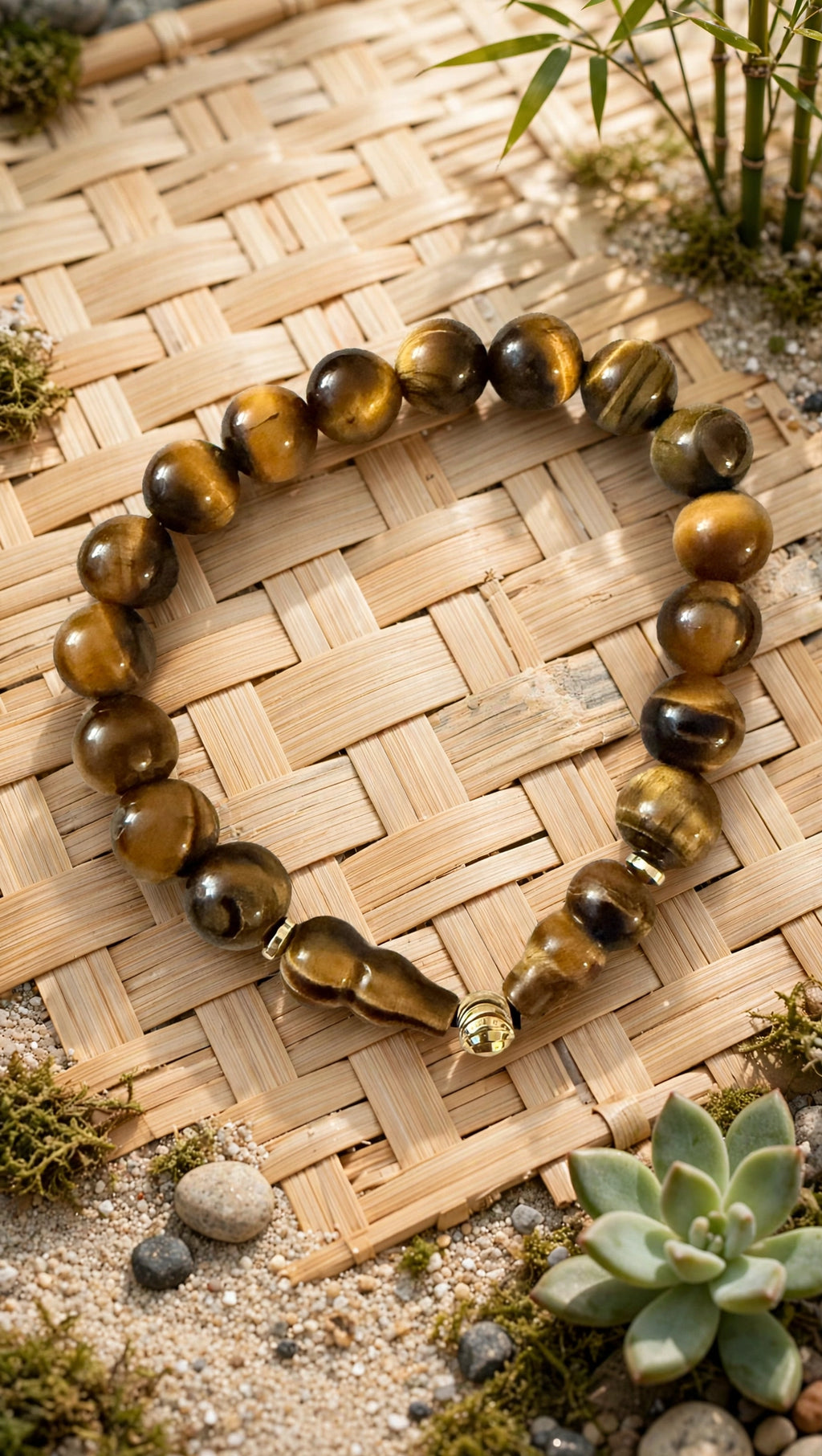 Tiger's Eye Hulu & Gold Accent Bracelet