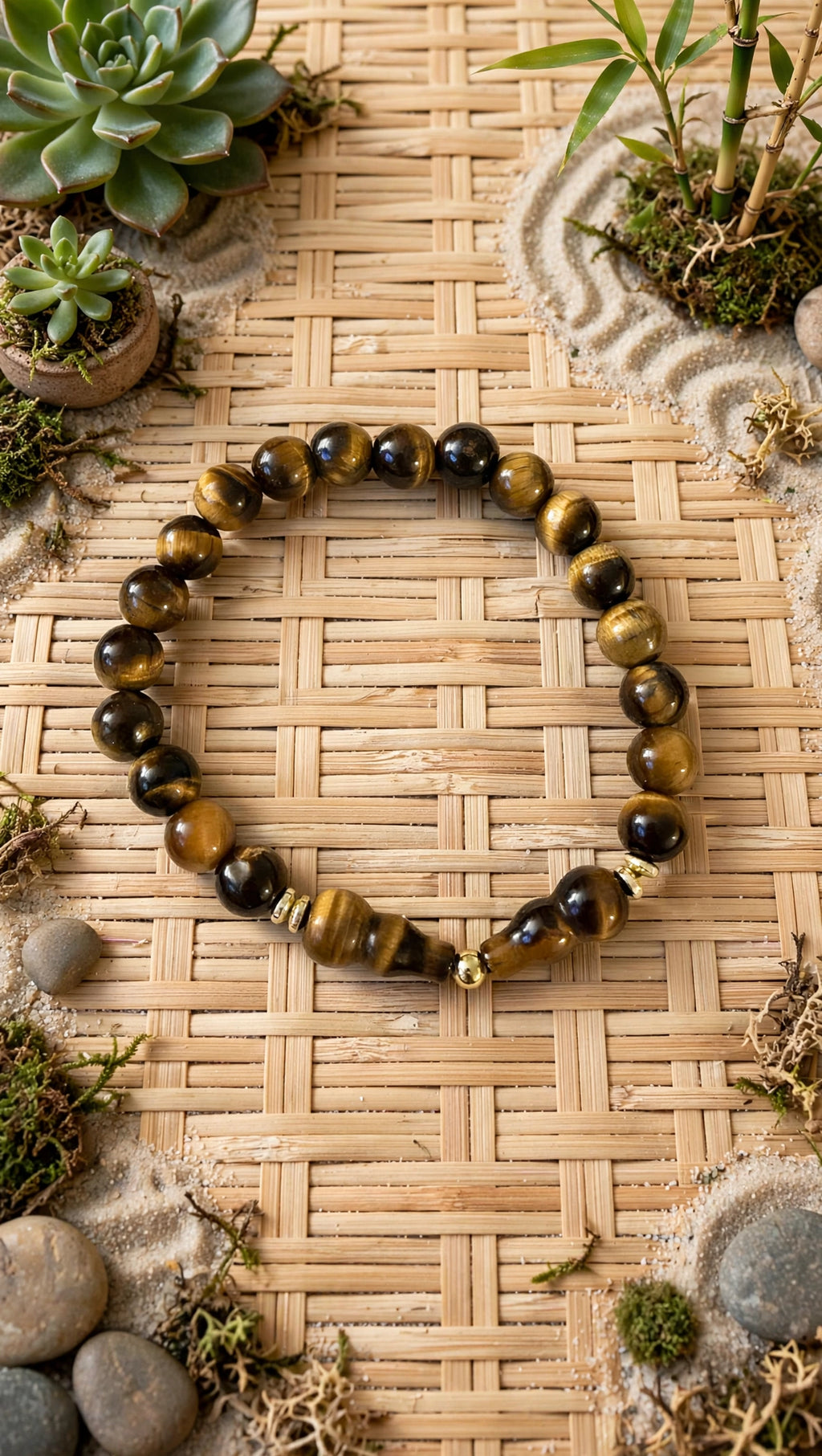 Tiger's Eye Hulu & Gold Accent Bracelet