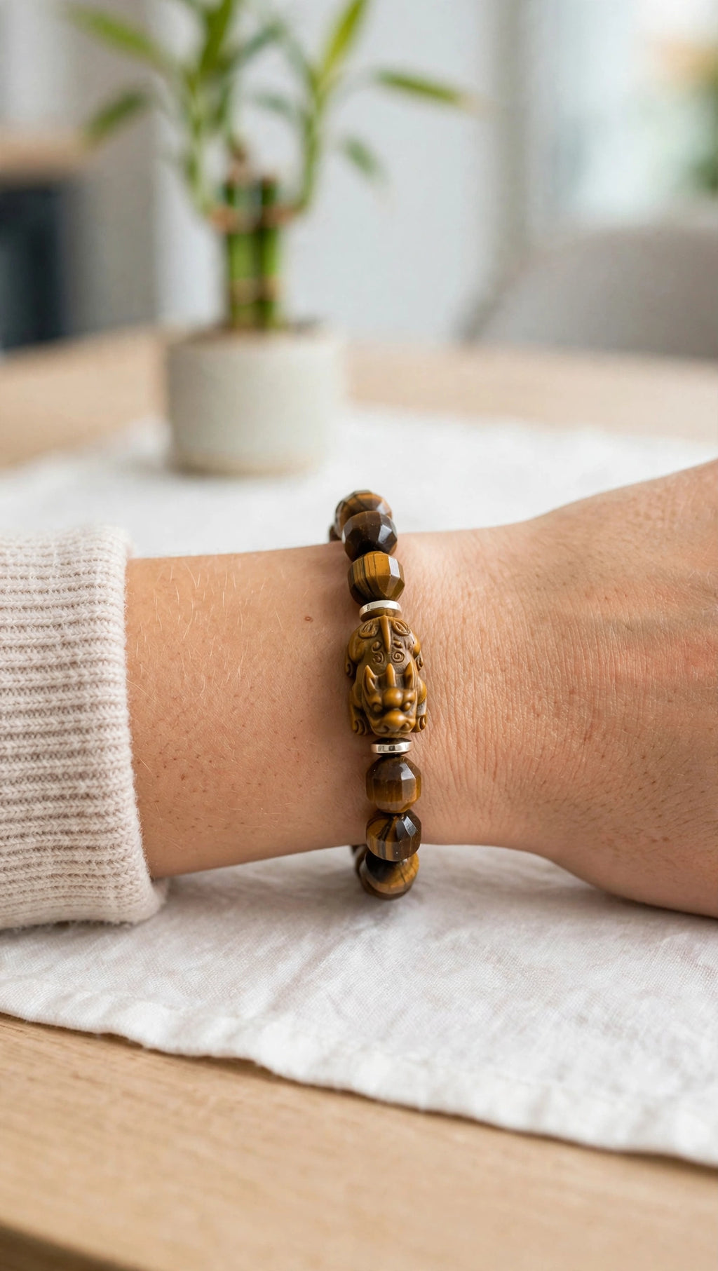 Faceted Tiger's Eye & Pixiu Wealth Bracelet