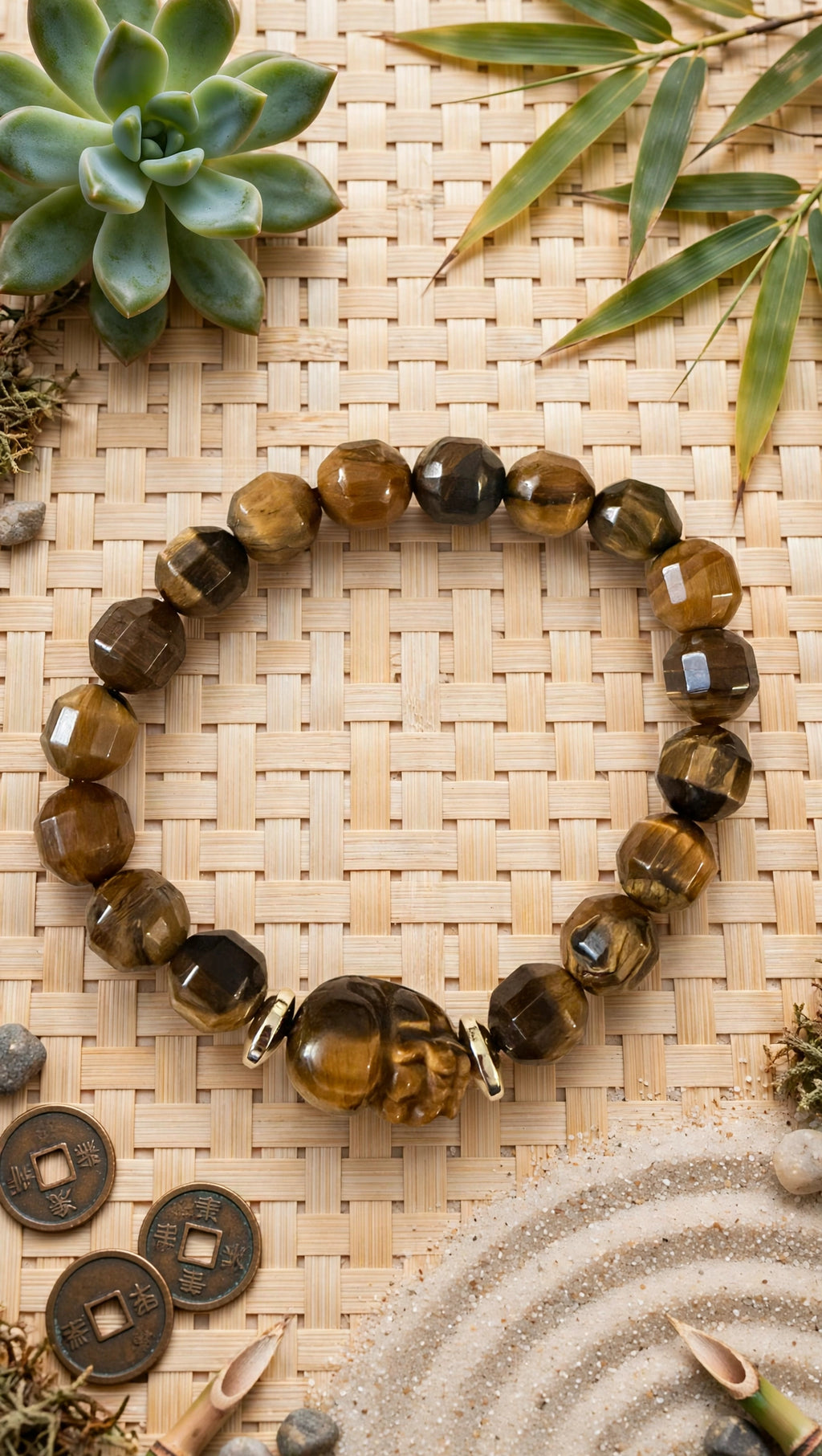 Faceted Tiger's Eye & Pixiu Wealth Bracelet